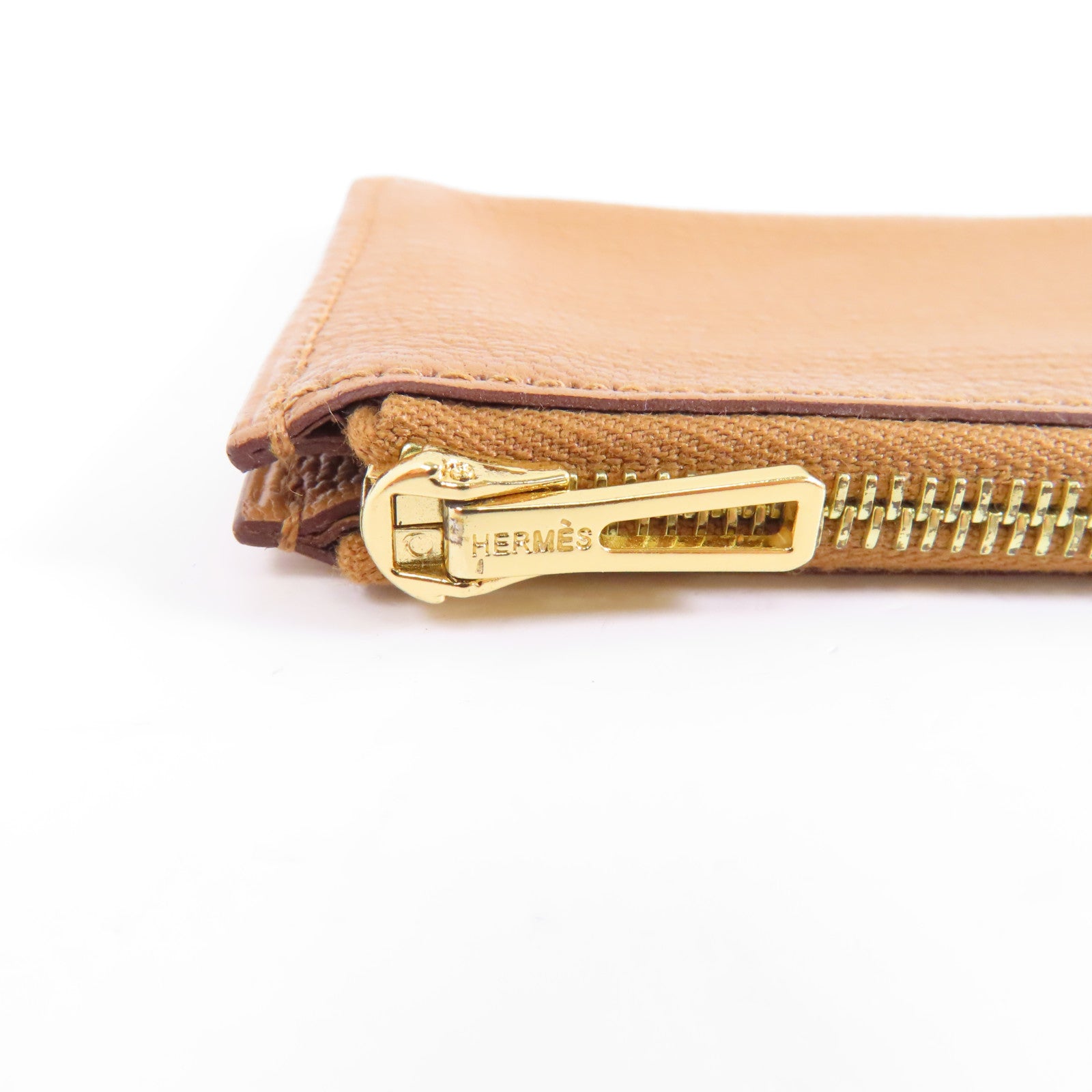HERMES Chevre皮革Roulis Slim金扣錢包啡色