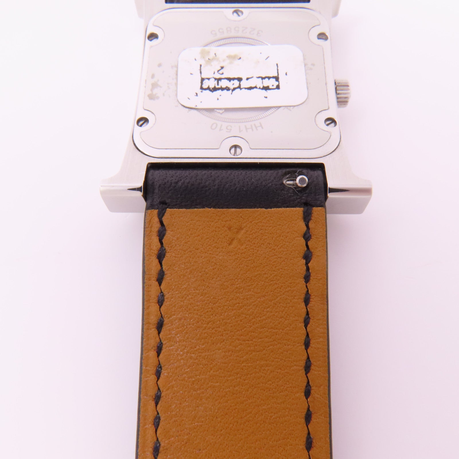 HERMES Heure H不鏽鋼/皮革手錶石英機芯黑色