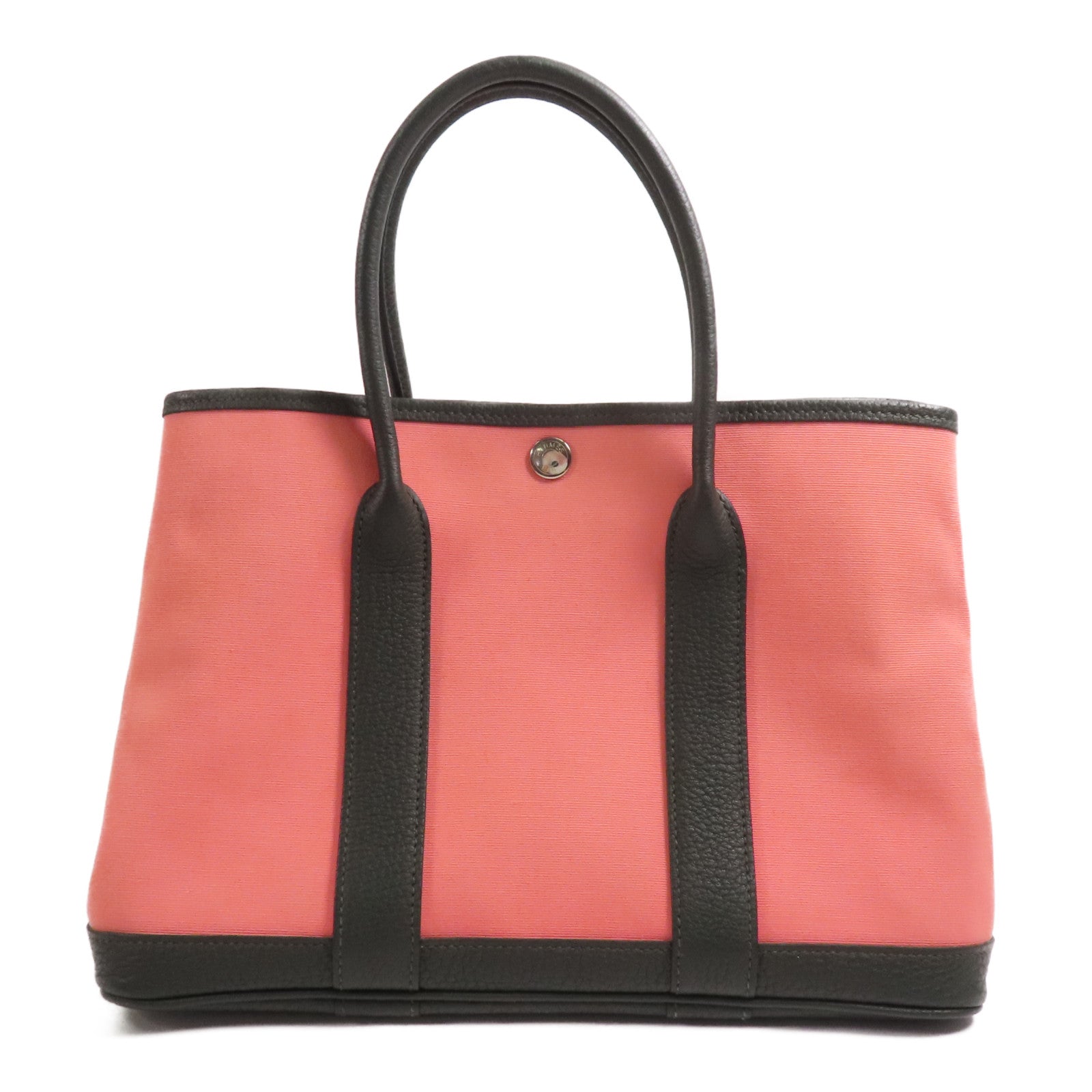HERMES 帆布Garden Party TPM銀扣手挽袋Pink
