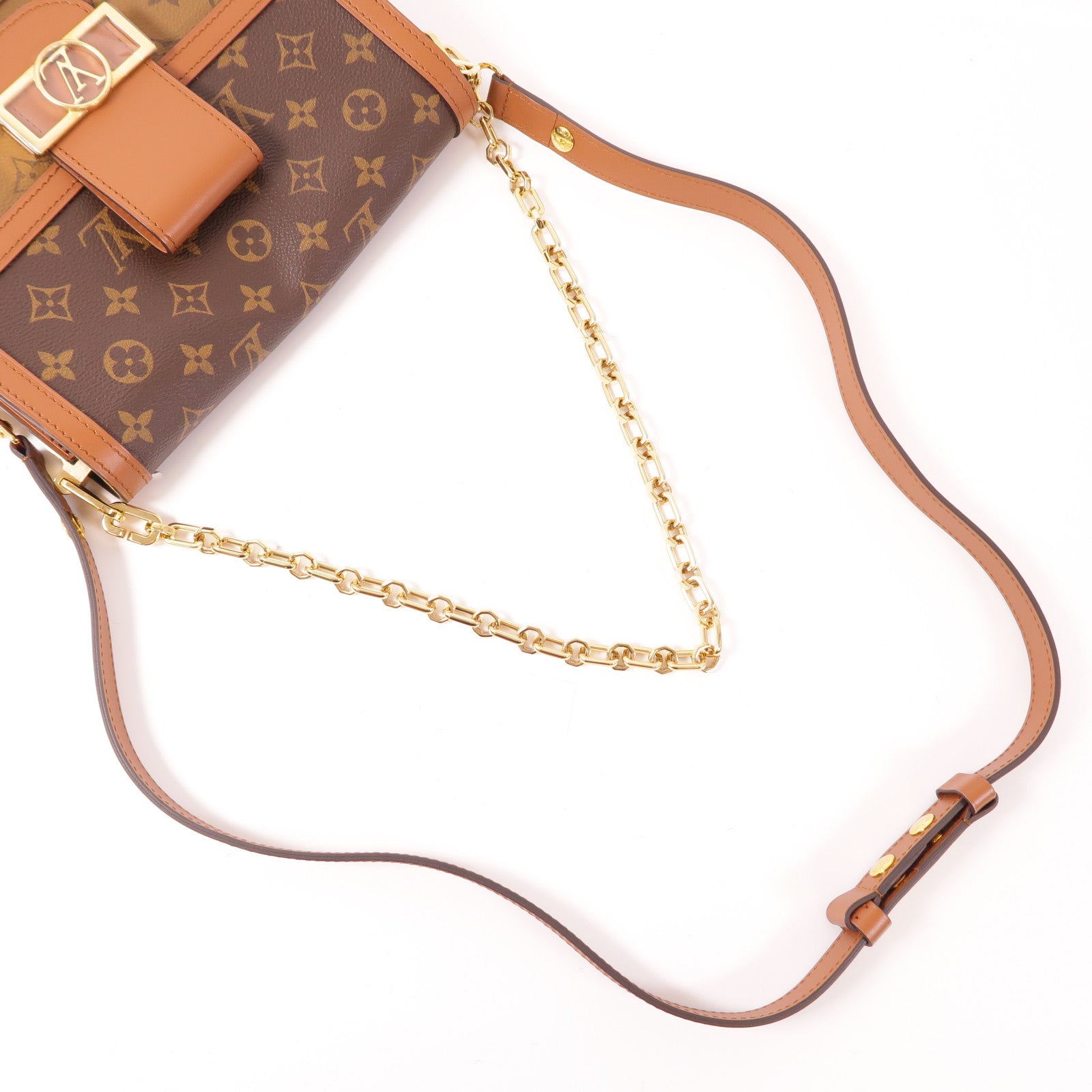 LOUIS VUITTON LV GHW Dauphine MM Crossbody Shoulder Bag M45958 Monogram Revers