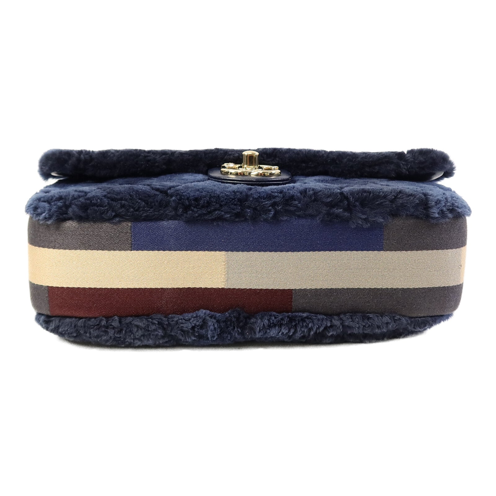 CHANEL 兔毛Flap Bag Medium鏈帶手挽肩背兩用袋