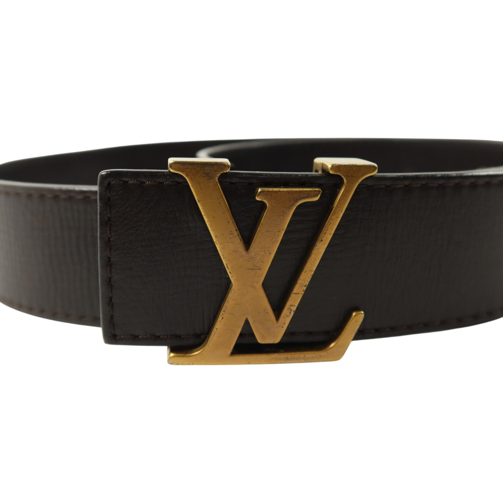 LOUIS VUITTON 牛皮皮革Ceinture LV Initials 90cm Belt金扣皮帶