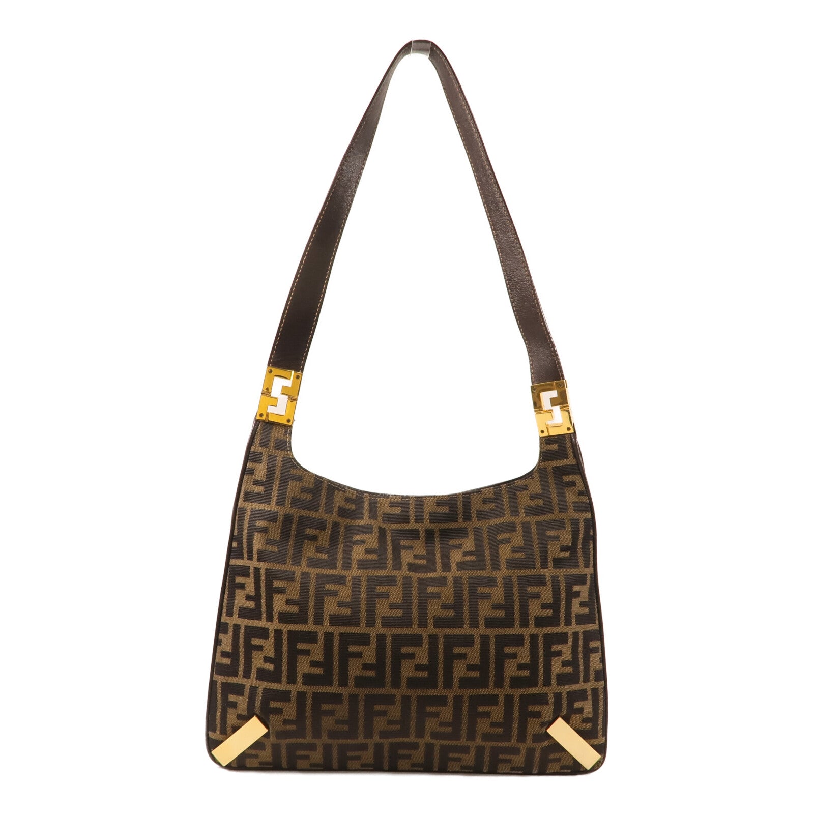 FENDI 帆布Zucca Hobo Bag金扣肩背袋