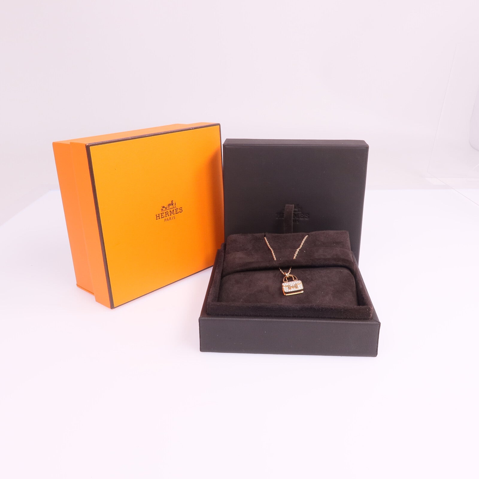 HERMES 【激減優惠】18K玫瑰金Amulettes Constance Pendant鑽石項鍊