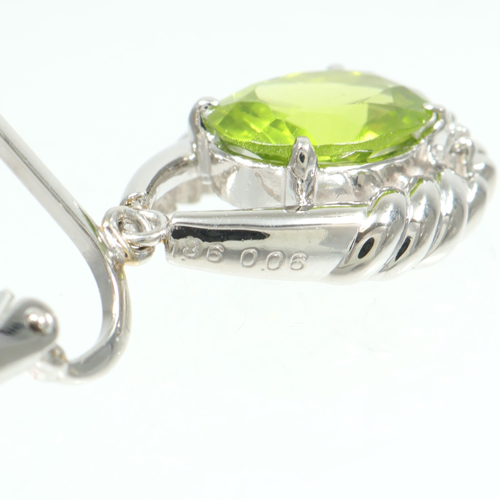 JEWELRY PT900/PT800鉑金Peridot Diamond Earrings橄欖石/鑽石/鑽石