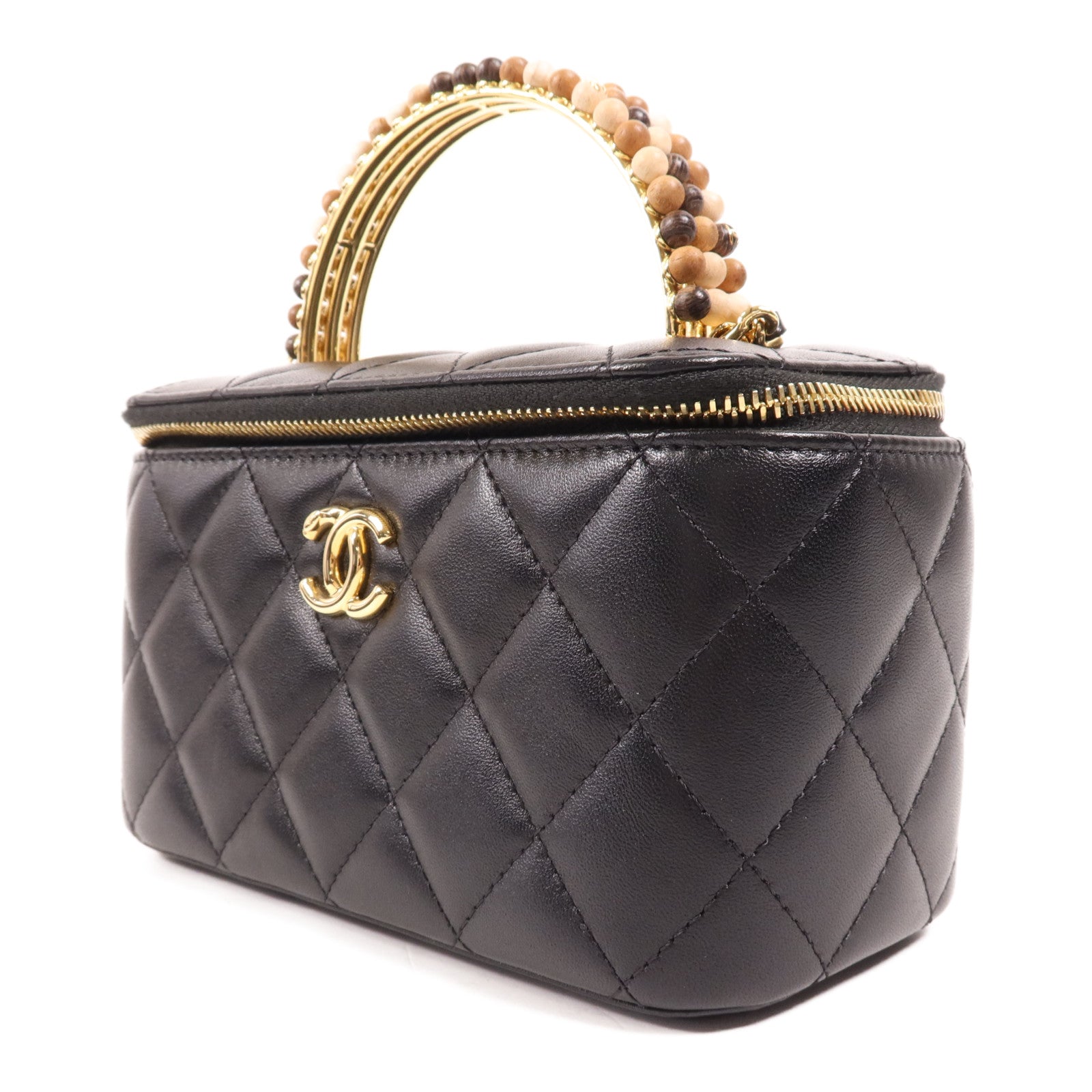 CHANEL 羊皮皮革Vanity金扣手挽肩背兩用袋