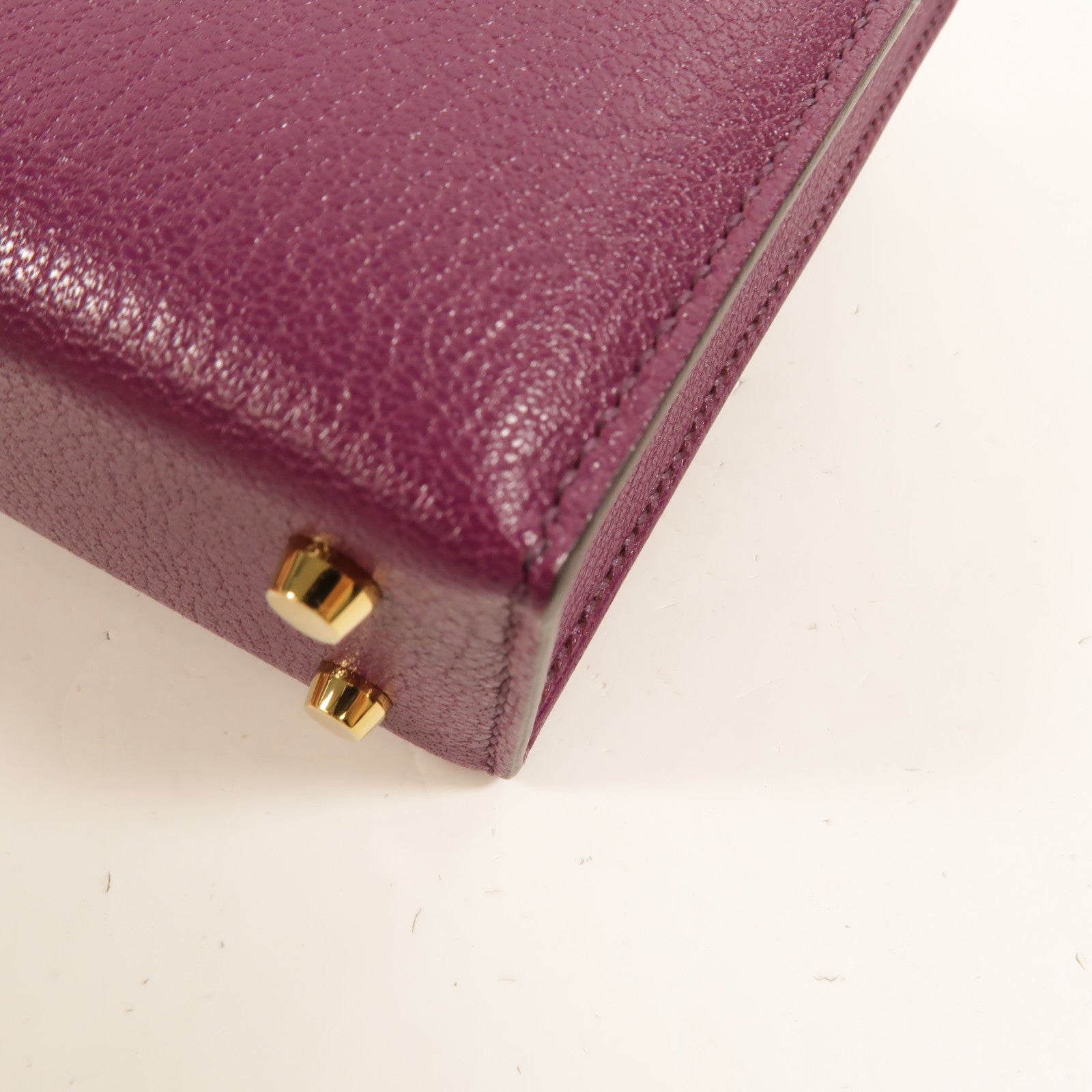 HERMES Chamkil/鱷魚皮革Verrou Mini鏈帶肩背袋Anemone/Cassis