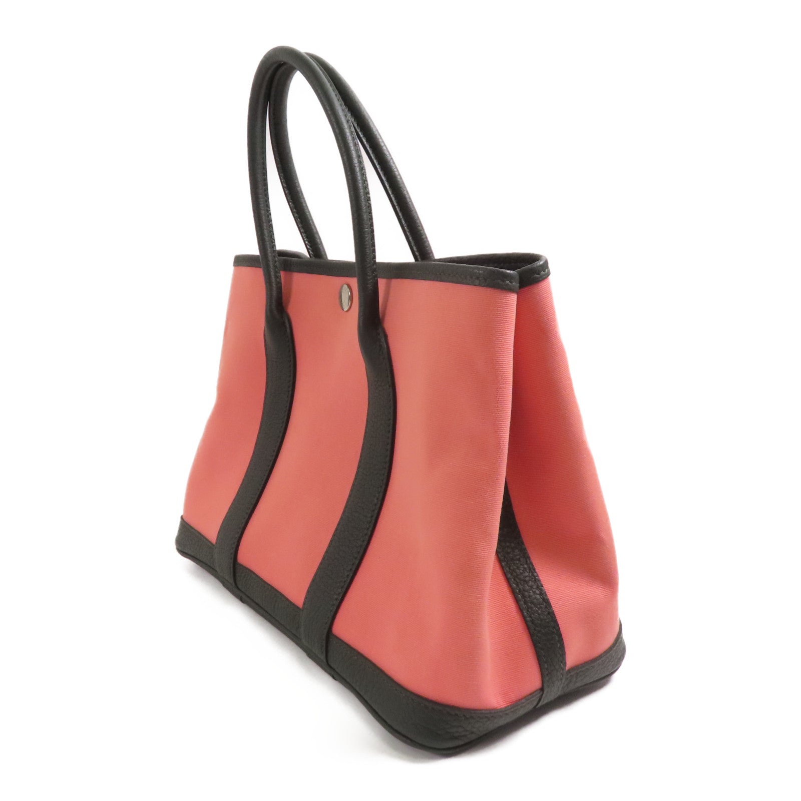 HERMES 帆布Garden Party TPM銀扣手挽袋Pink