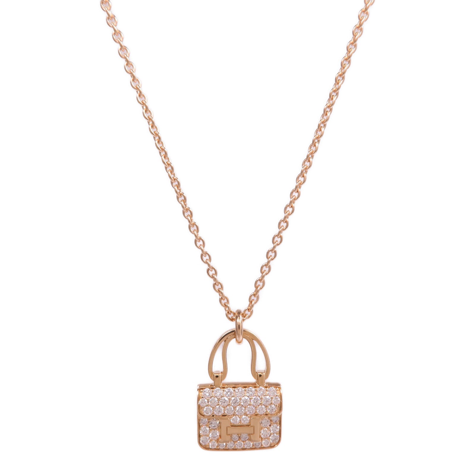 HERMES 【激減優惠】18K玫瑰金Amulettes Constance Pendant鑽石項鍊