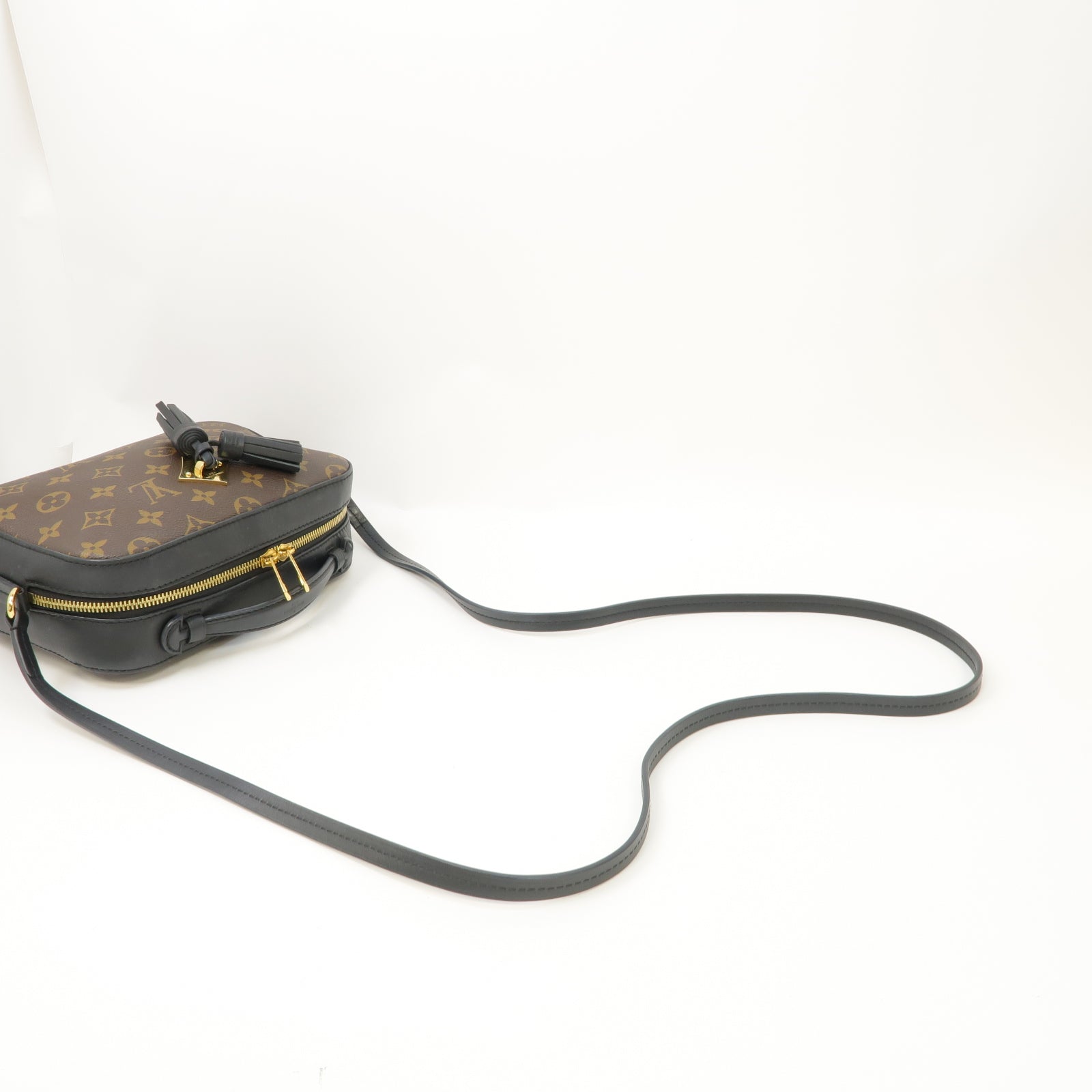 LOUIS VUITTON Monogram Saintonge 2way Shoulder Bag金扣手挽肩背兩用袋黑色/啡色