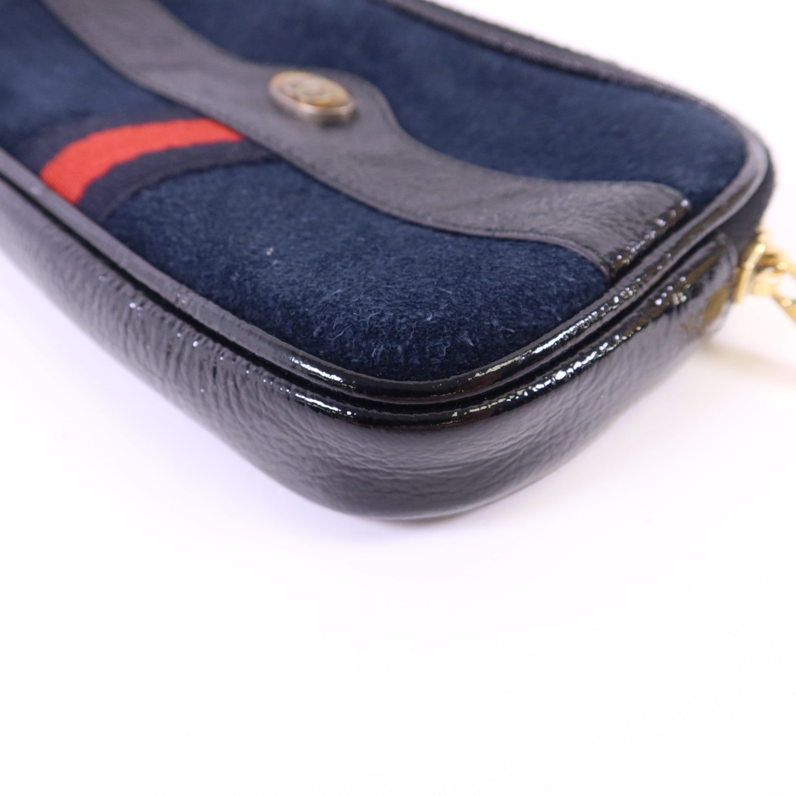 GUCCI 絨布/漆皮皮革Accessories Pouch金扣手拿包