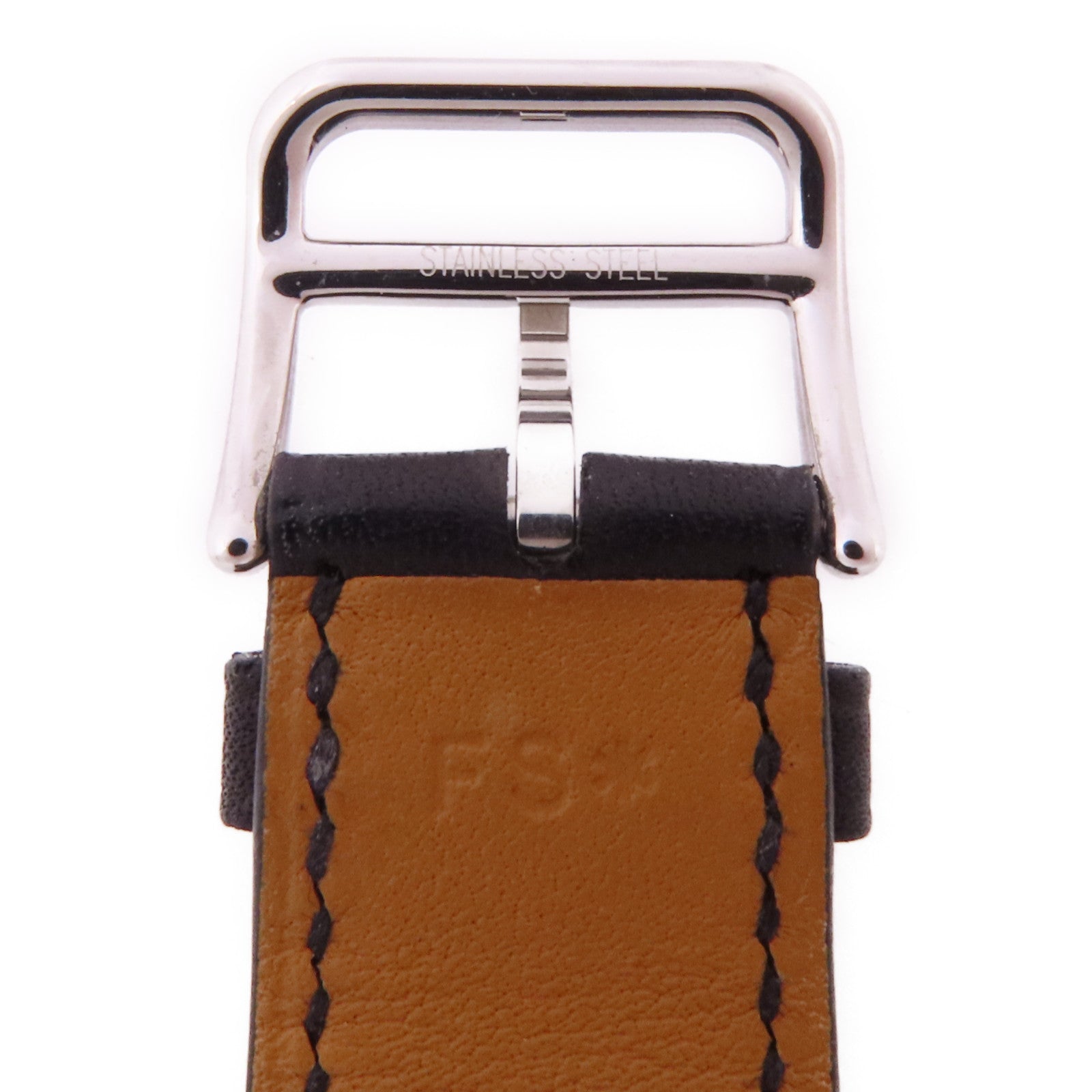 HERMES Heure H不鏽鋼/皮革手錶石英機芯黑色