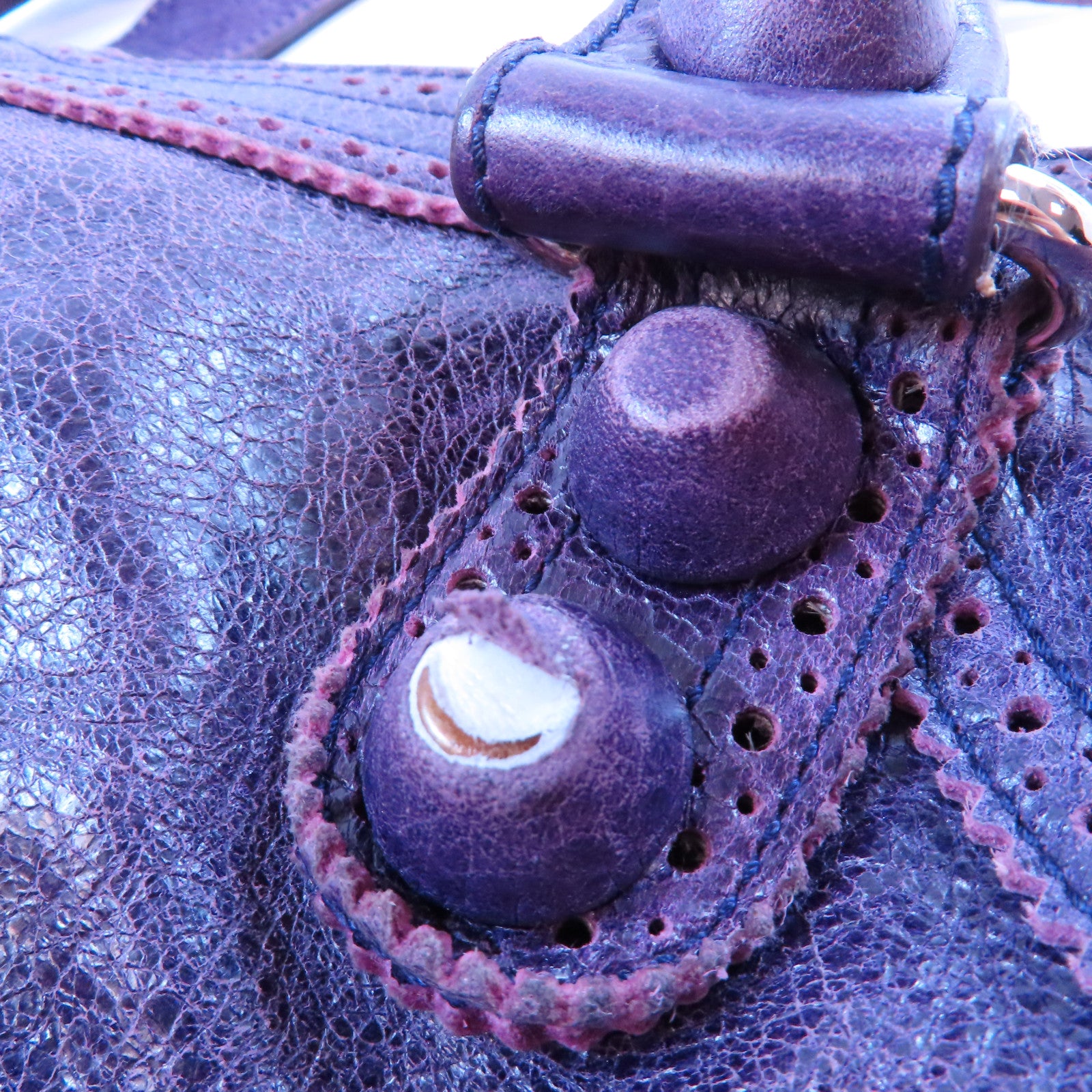 BALENCIAGA 牛皮皮革Giant City金扣手挽肩背兩用袋紫色