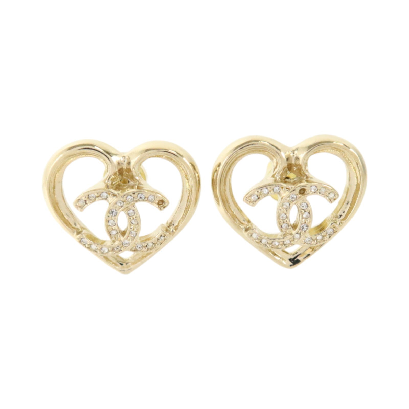CHANEL 金屬CC Logo Heart Stud Earrings耳環