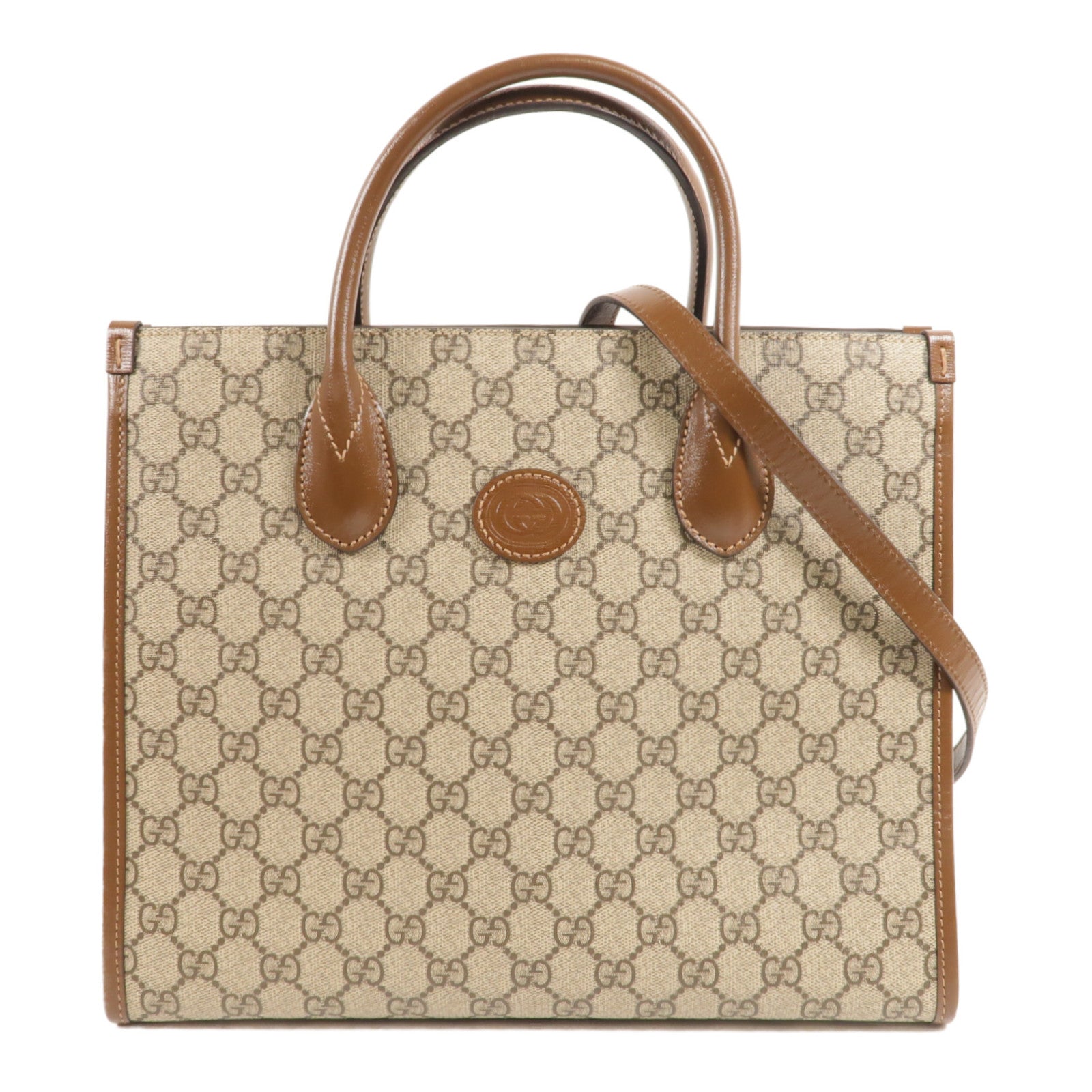 GUCCI 塗層帆布Interlocking G手挽肩背兩用袋