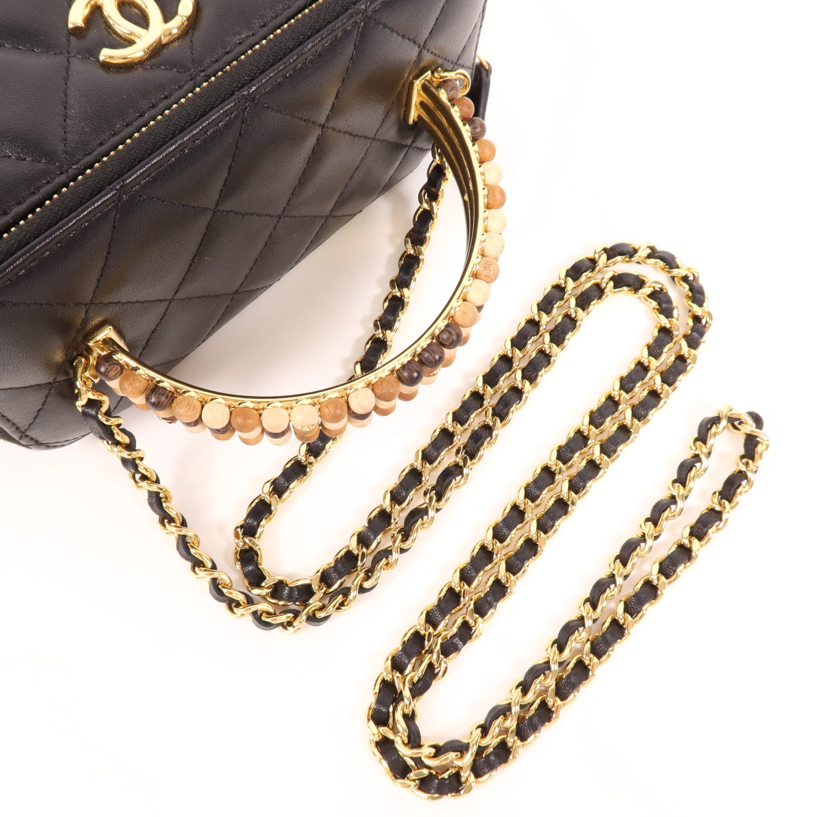CHANEL 羊皮皮革Vanity金扣手挽肩背兩用袋