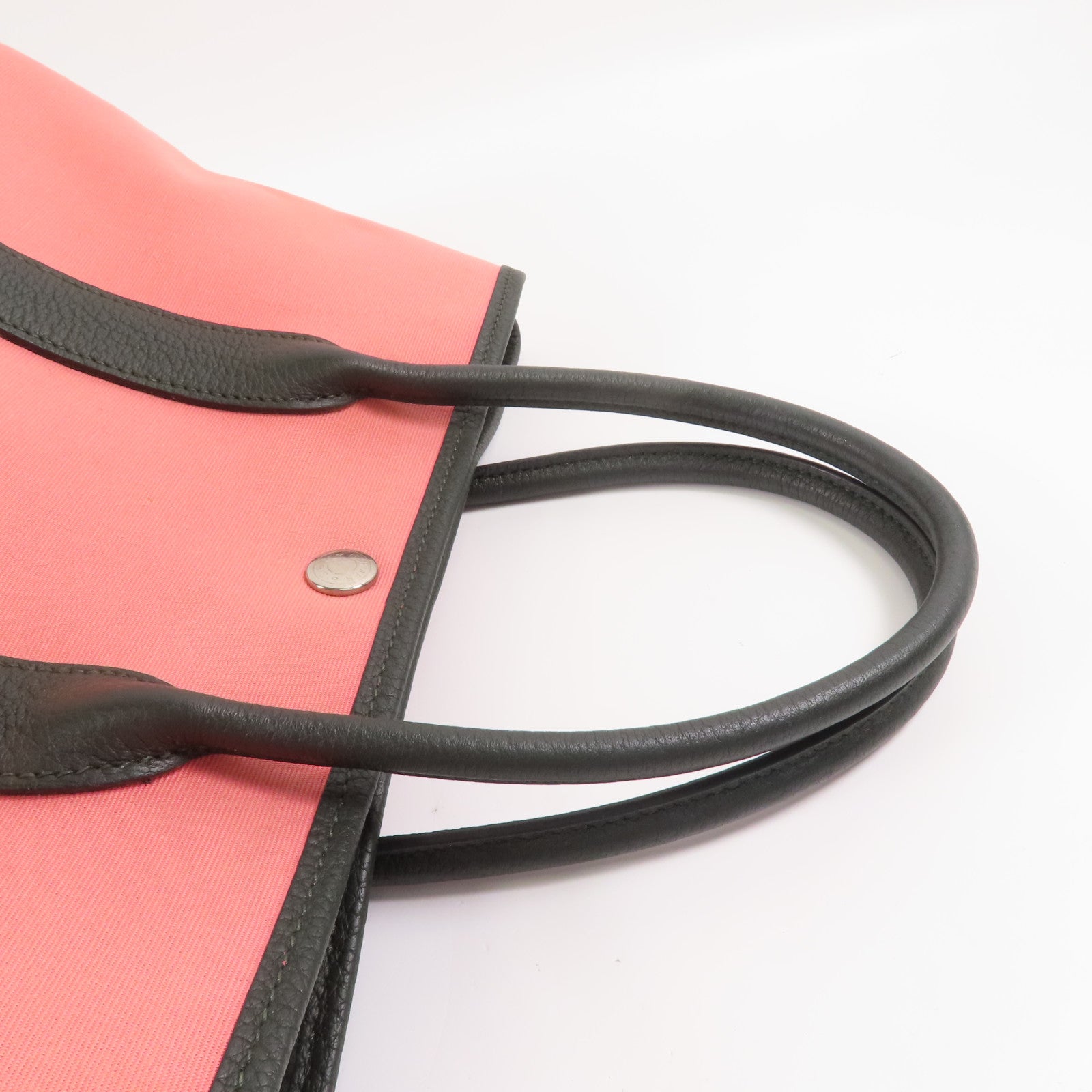 HERMES 帆布Garden Party TPM銀扣手挽袋Pink