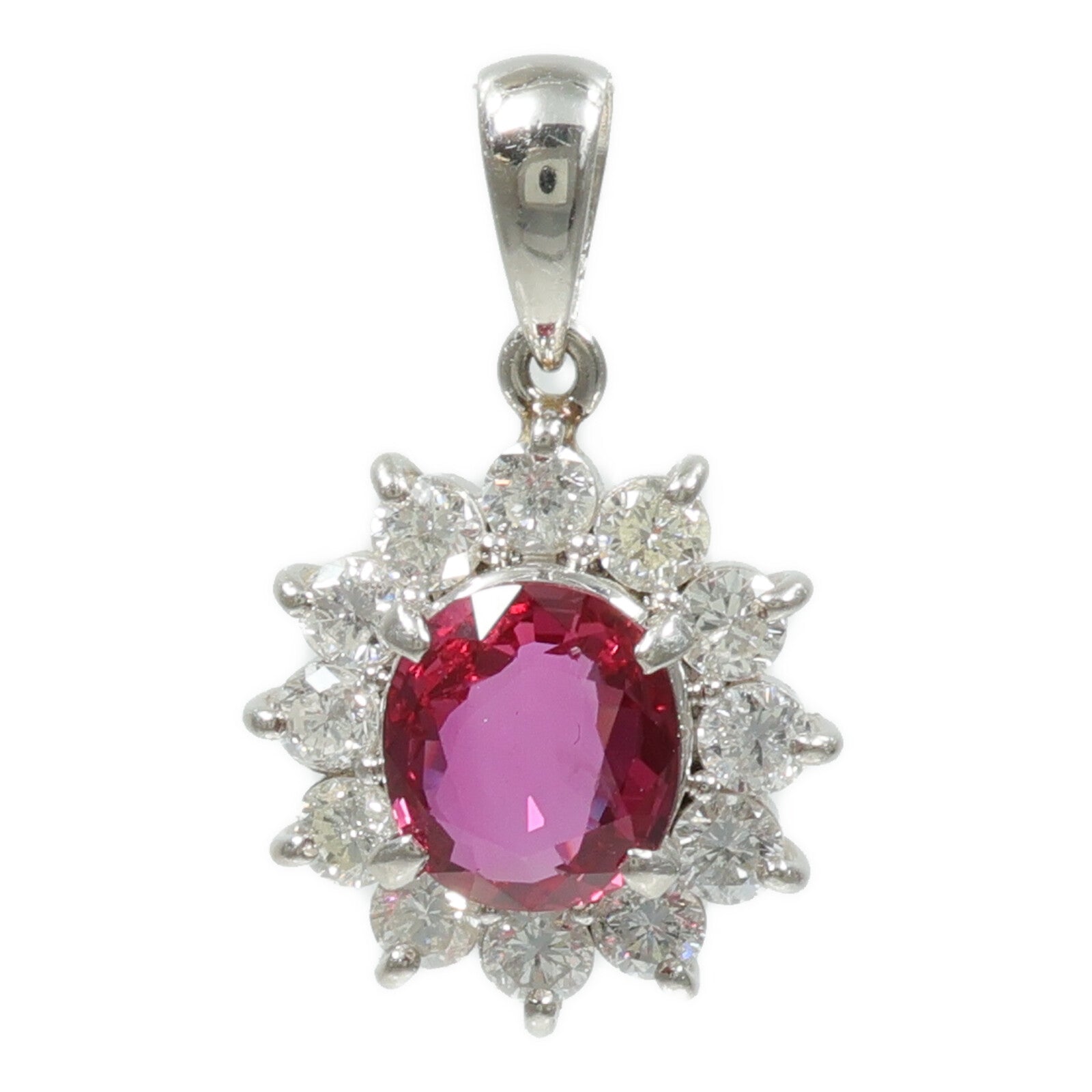 JEWELRY PT900鉑金Ruby Diamond Pendant紅寶石/鑽石吊墜