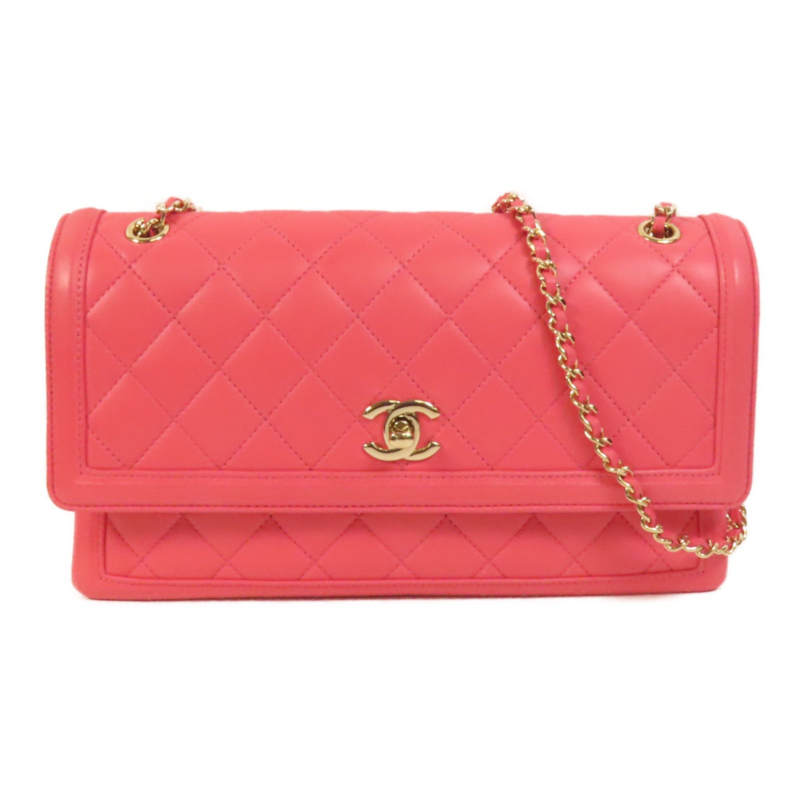 CHANEL 羊皮皮革Qulited Medium金扣肩背袋