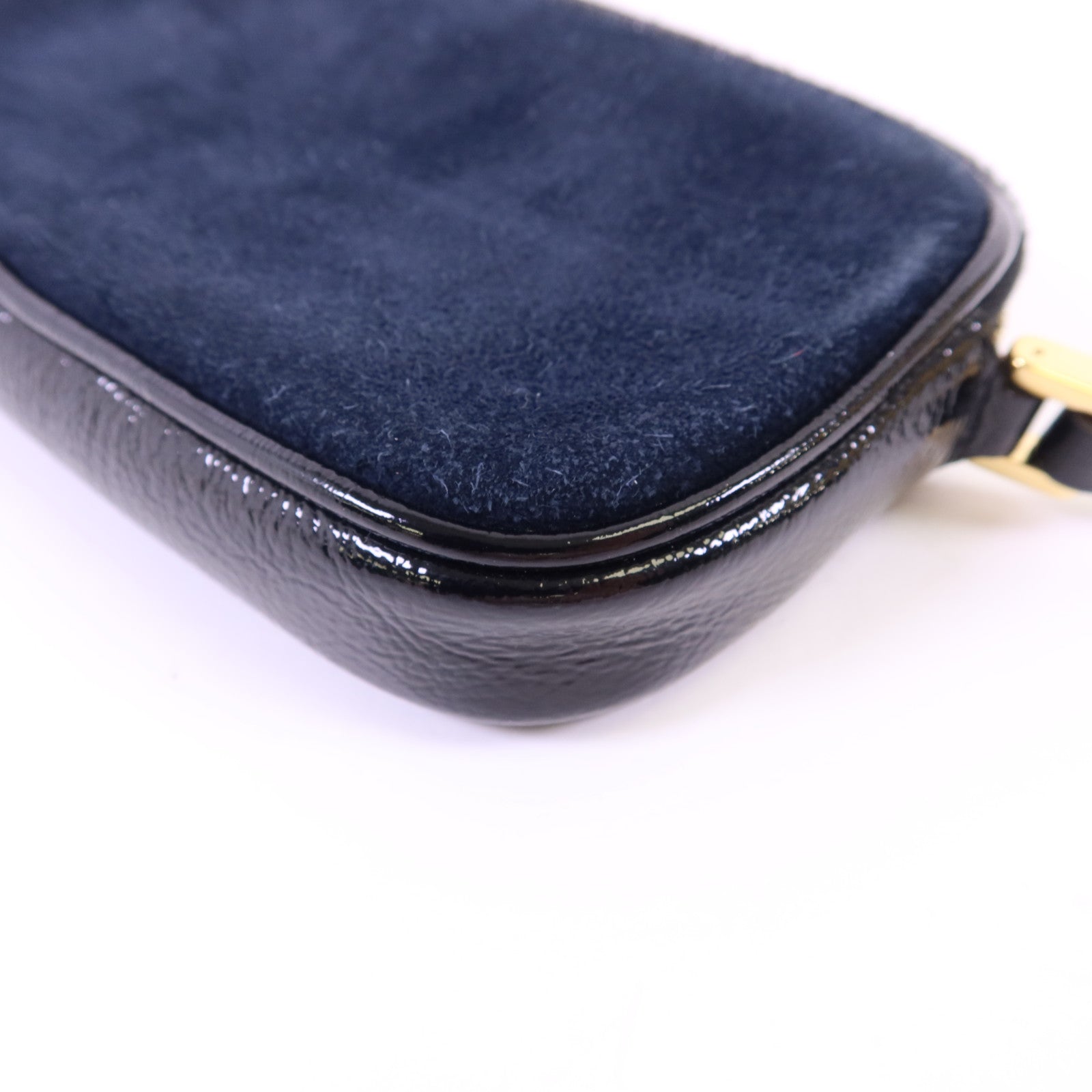 GUCCI 絨布/漆皮皮革Accessories Pouch金扣手拿包