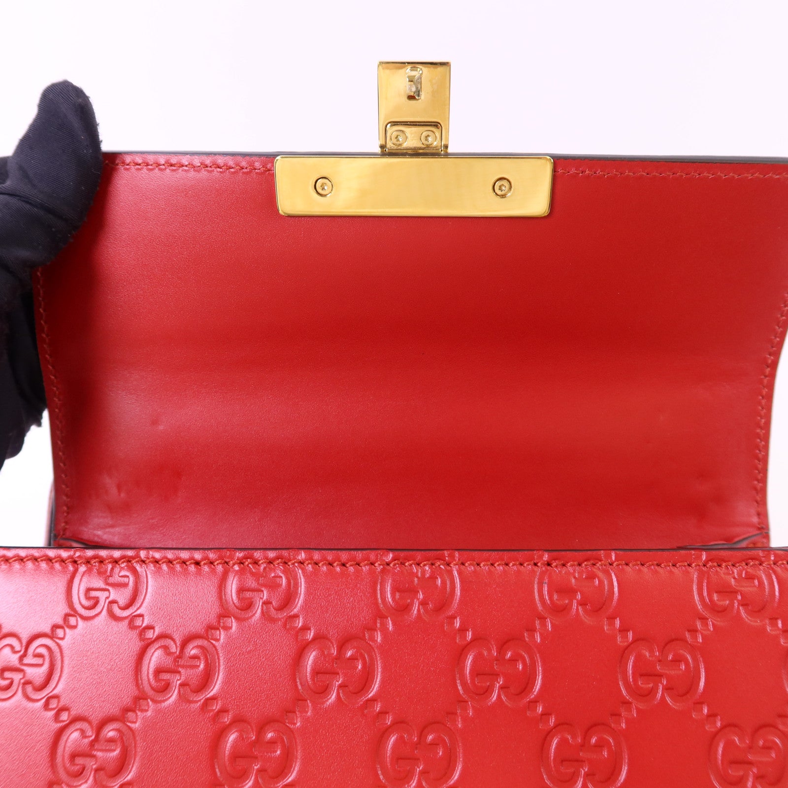 GUCCI 【激減優惠】牛皮皮革Padlock GG金扣鏈帶肩背袋