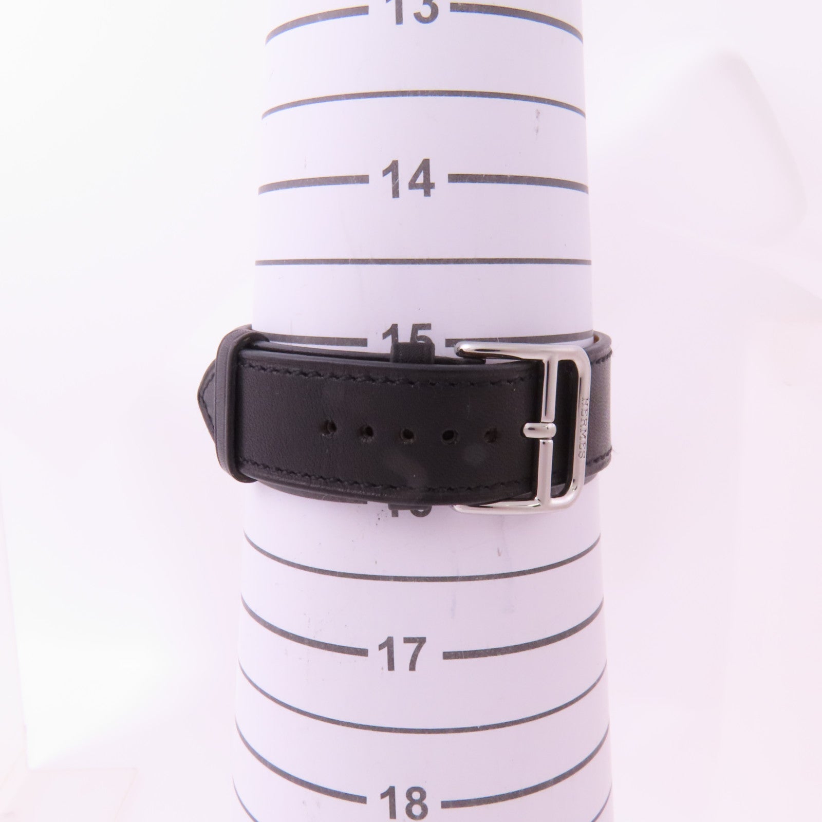 HERMES Heure H不鏽鋼/皮革手錶石英機芯黑色