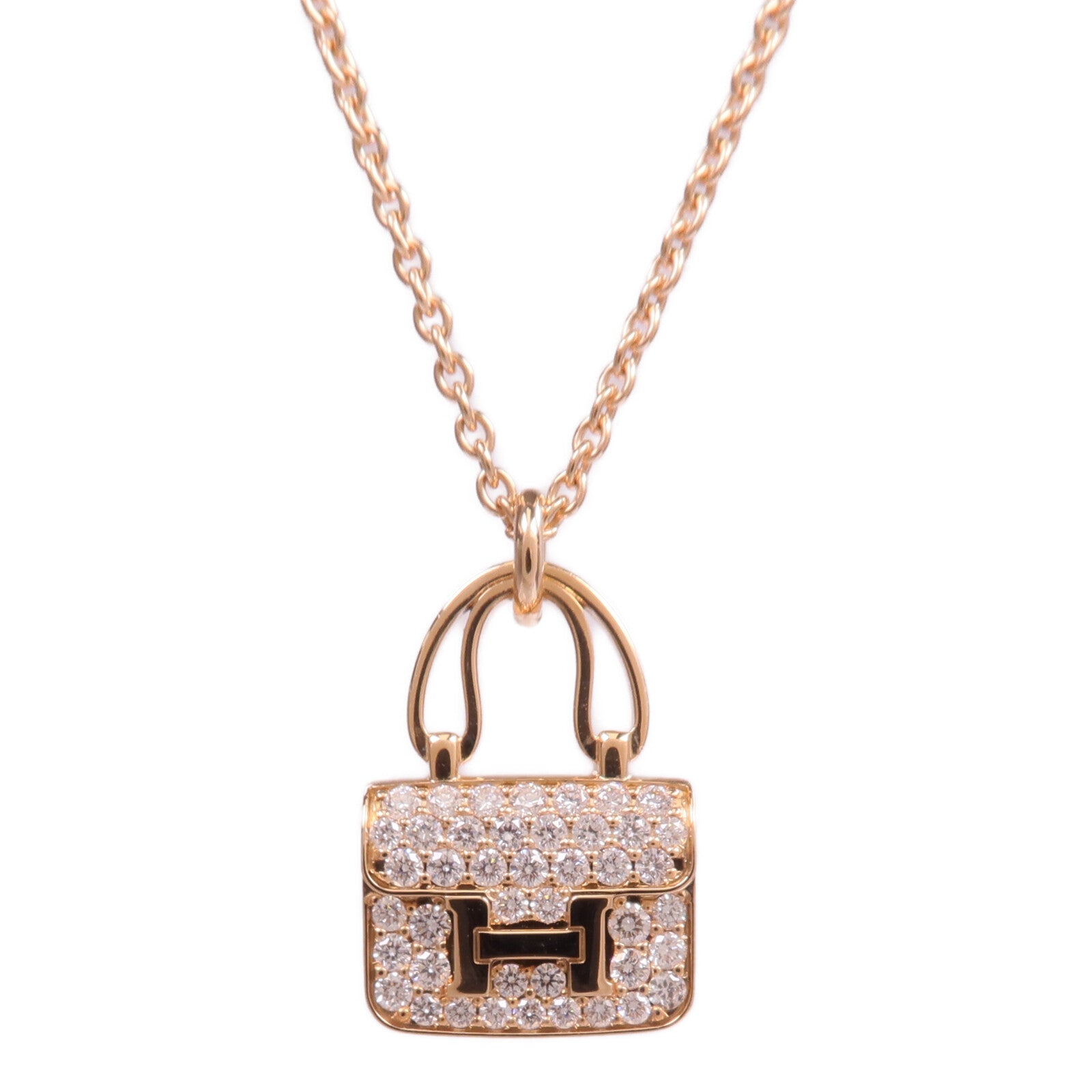 HERMES 【激減優惠】18K玫瑰金Amulettes Constance Pendant鑽石項鍊
