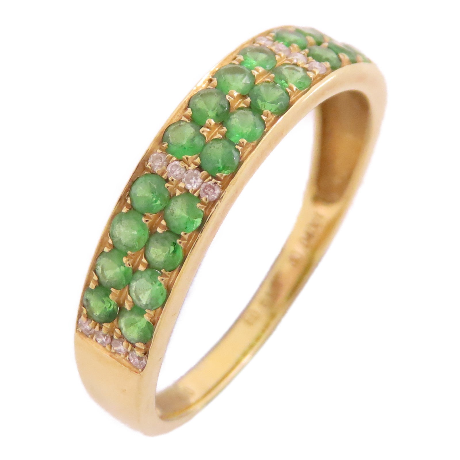 JEWELRY 【激減優惠】18K黃金/綠寶石/鑽石Emerald Diamond Ring戒指US#6.75