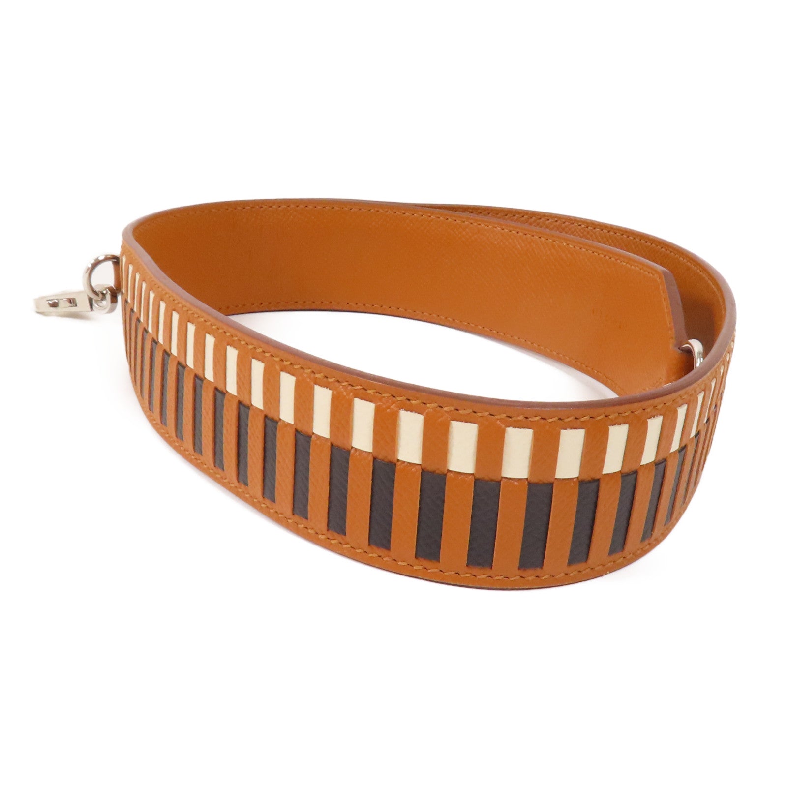 HERMES Epsom皮革Shoulder Strap銀扣肩帶Gold