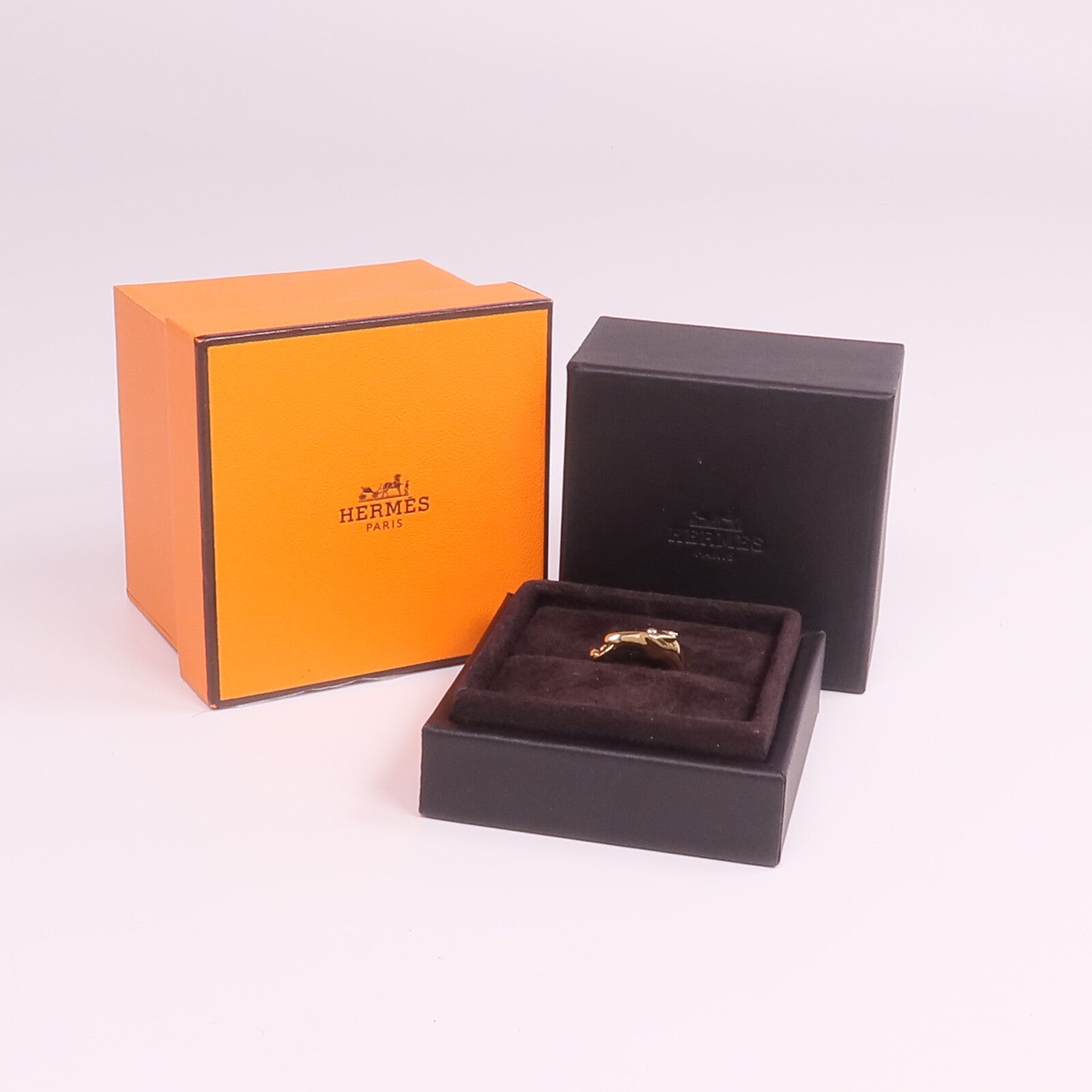 HERMES 18K玫瑰金Galop Ring鑽石戒指