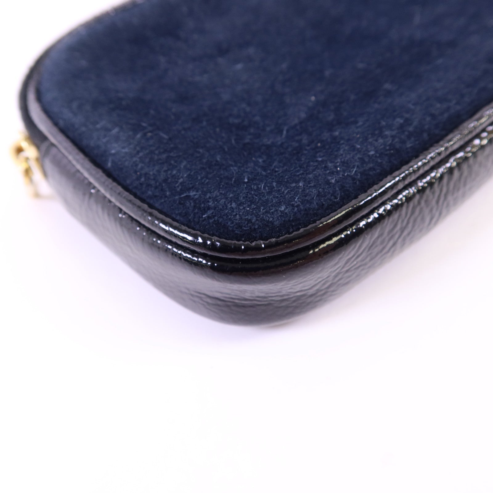 GUCCI 絨布/漆皮皮革Accessories Pouch金扣手拿包