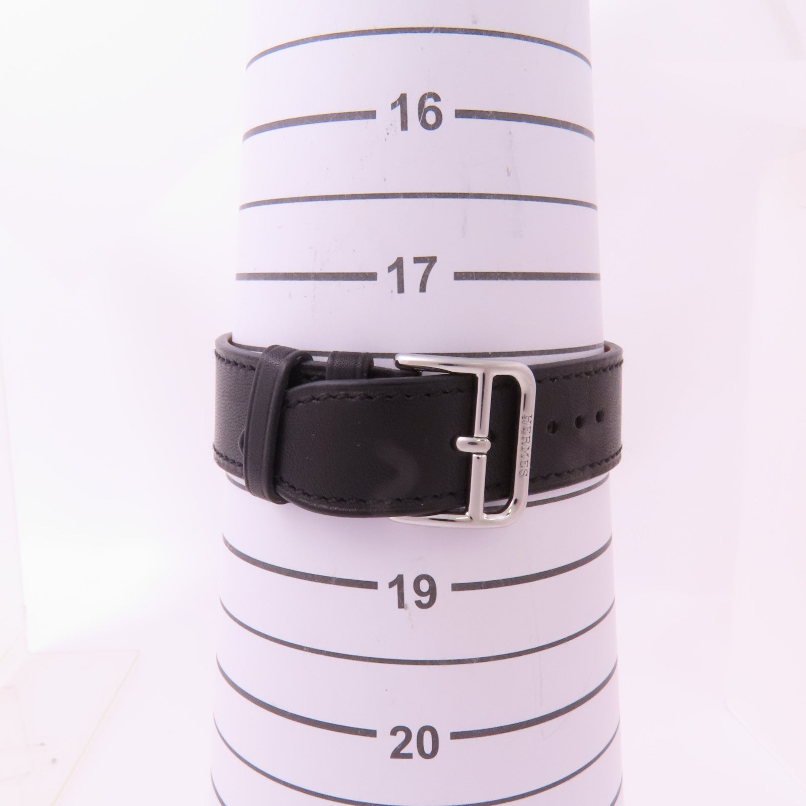 HERMES Heure H不鏽鋼/皮革手錶石英機芯黑色