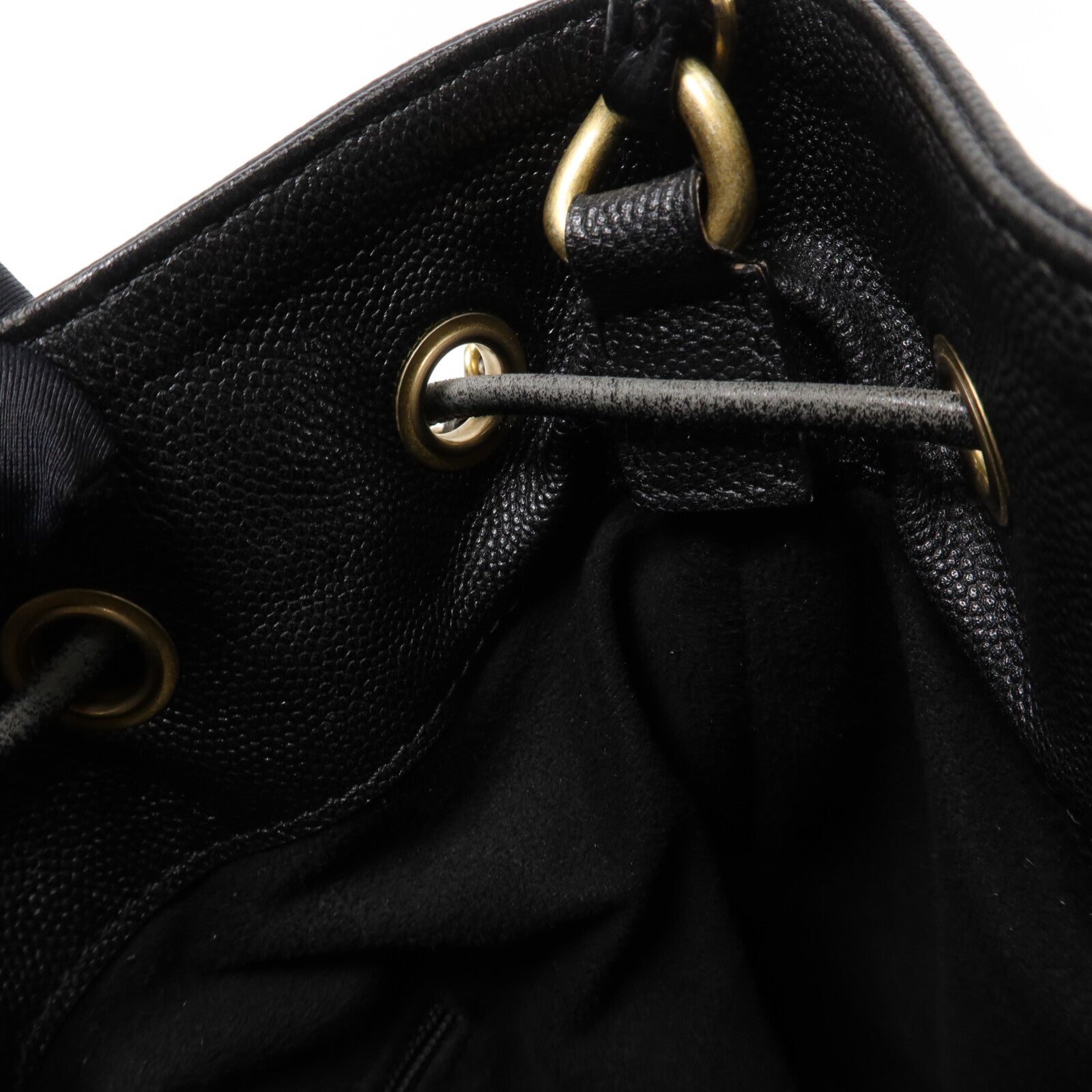 CHANEL 牛皮皮革Deauville Bucket Bag鏈帶肩背袋