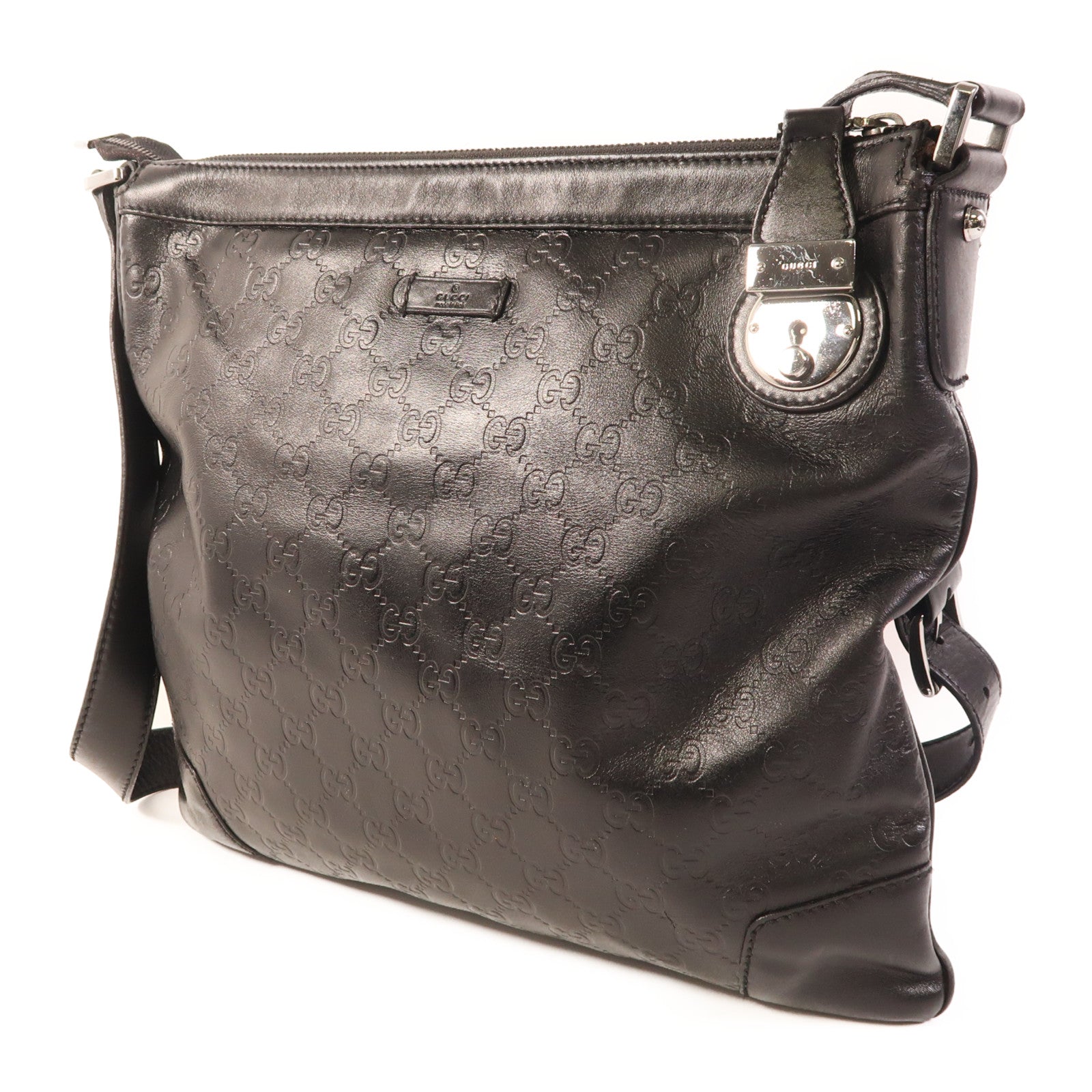 GUCCI 皮革Shoulder Bag銀扣肩背袋