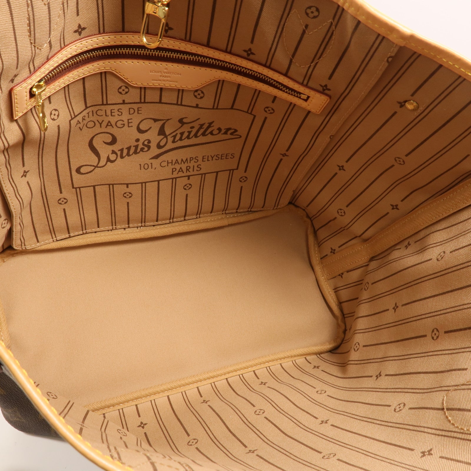 LOUIS VUITTON Monogram Neverfull MM金扣手挽袋