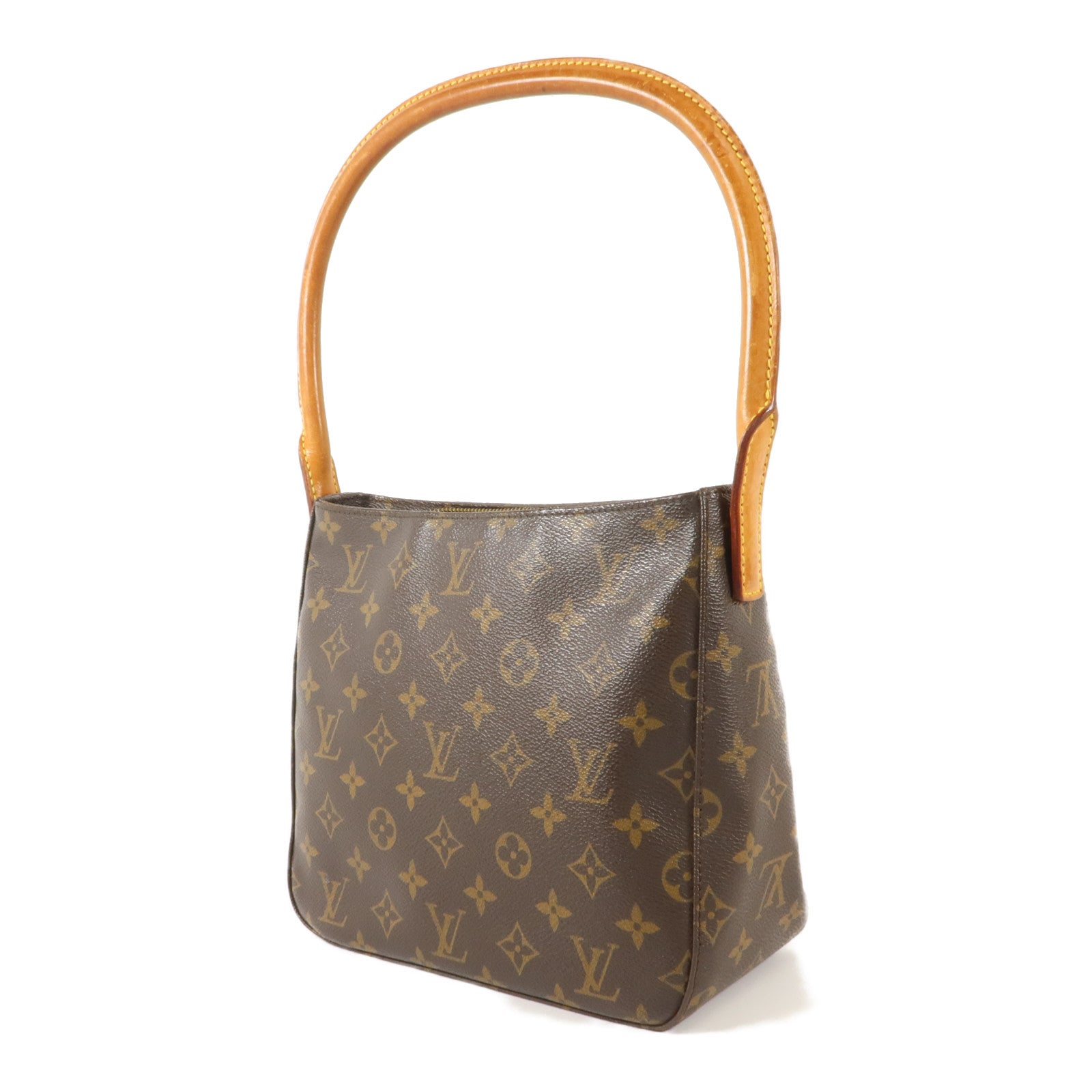 LOUIS VUITTON Monogram Looping MM金扣肩背袋棕色