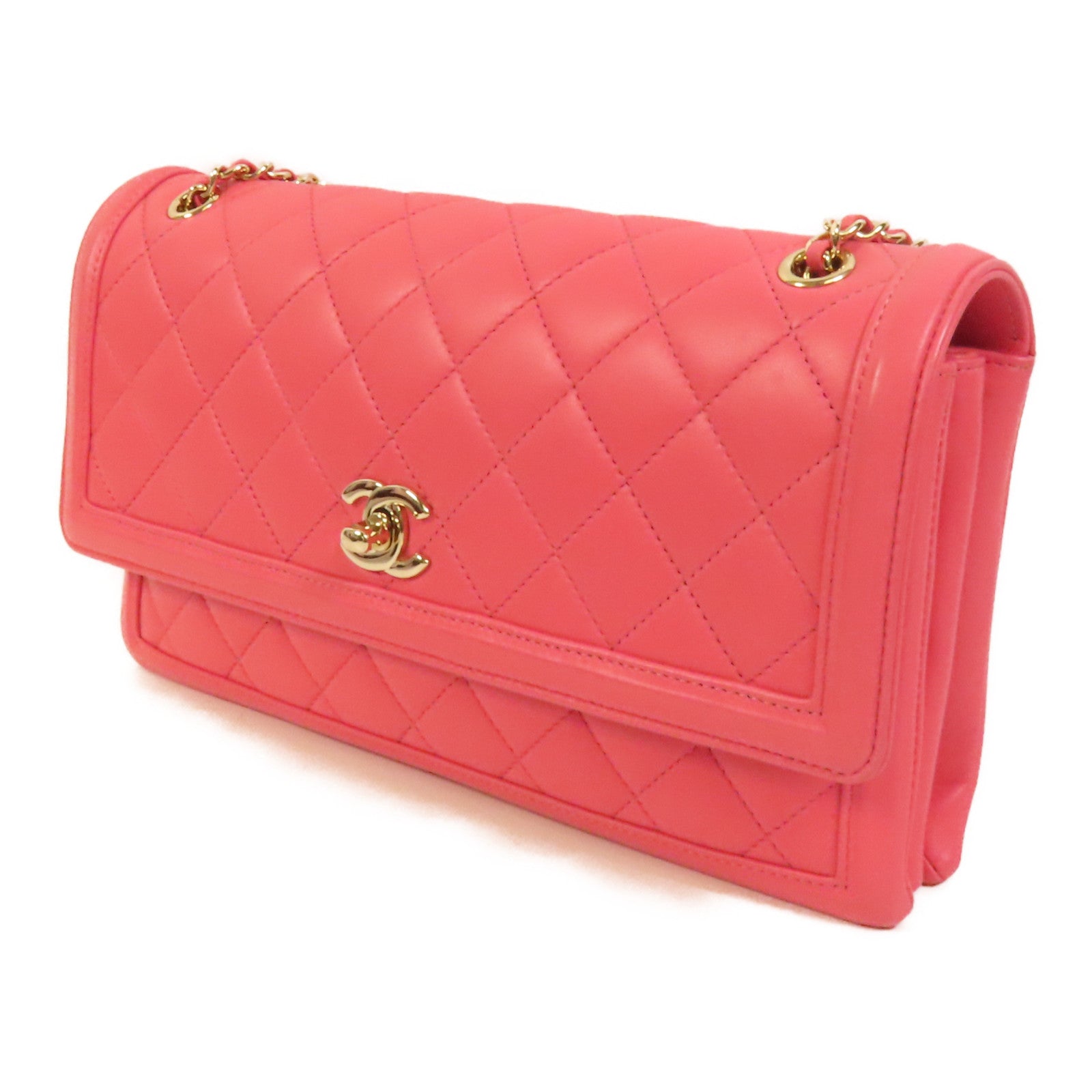CHANEL 羊皮皮革Qulited Medium金扣肩背袋