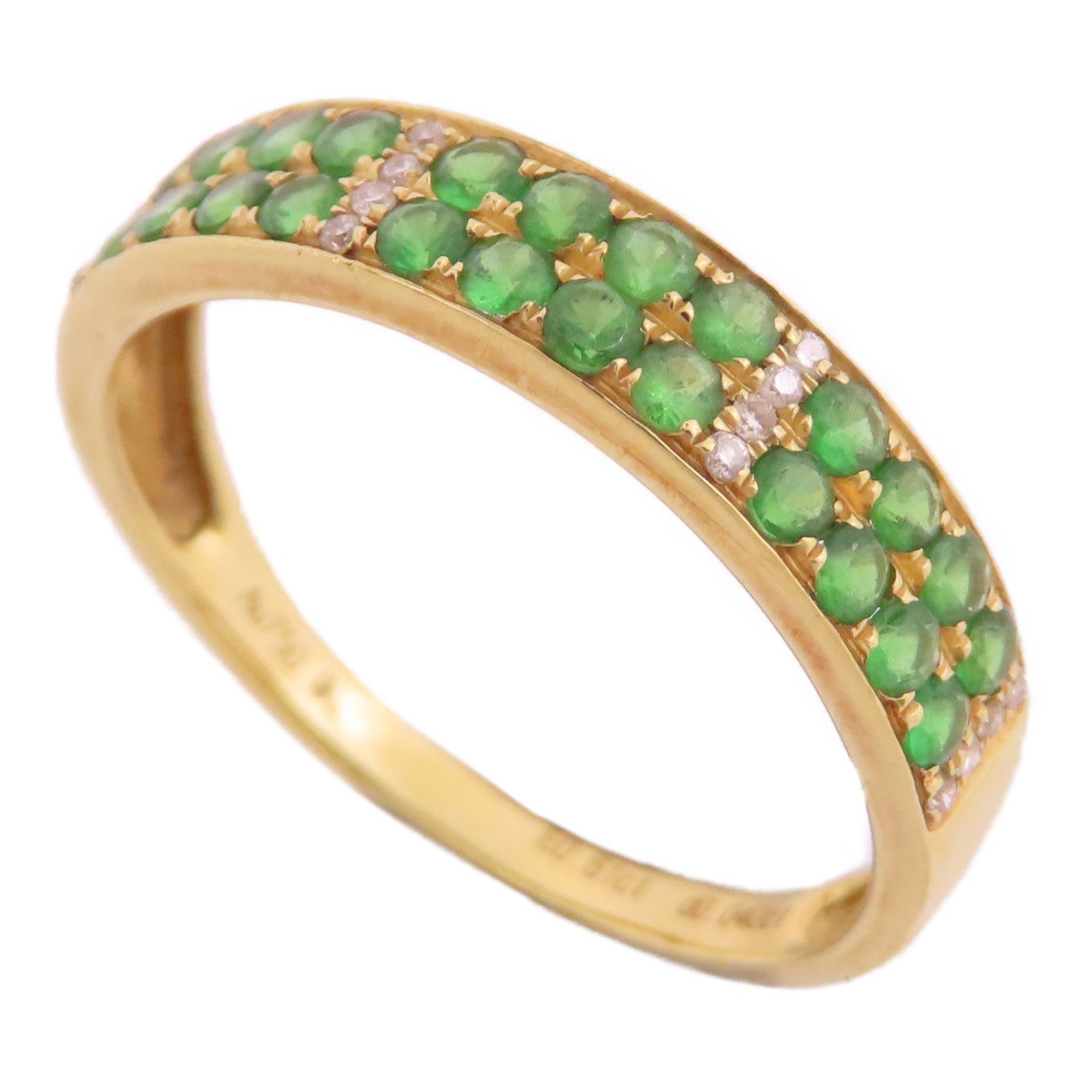 JEWELRY 【激減優惠】18K黃金/綠寶石/鑽石Emerald Diamond Ring戒指US#6.75
