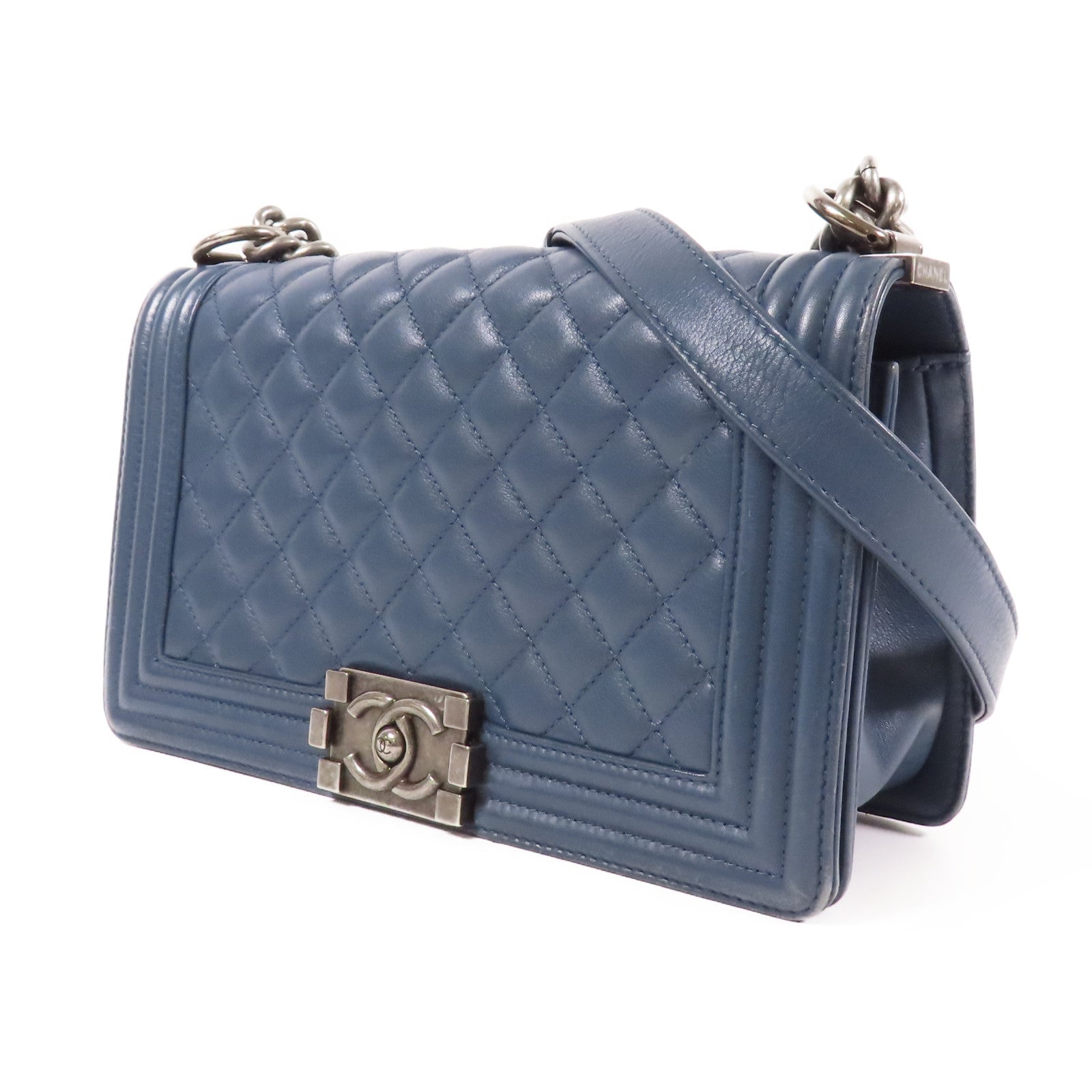 CHANEL 皮革Boy 25鏈帶肩背袋
