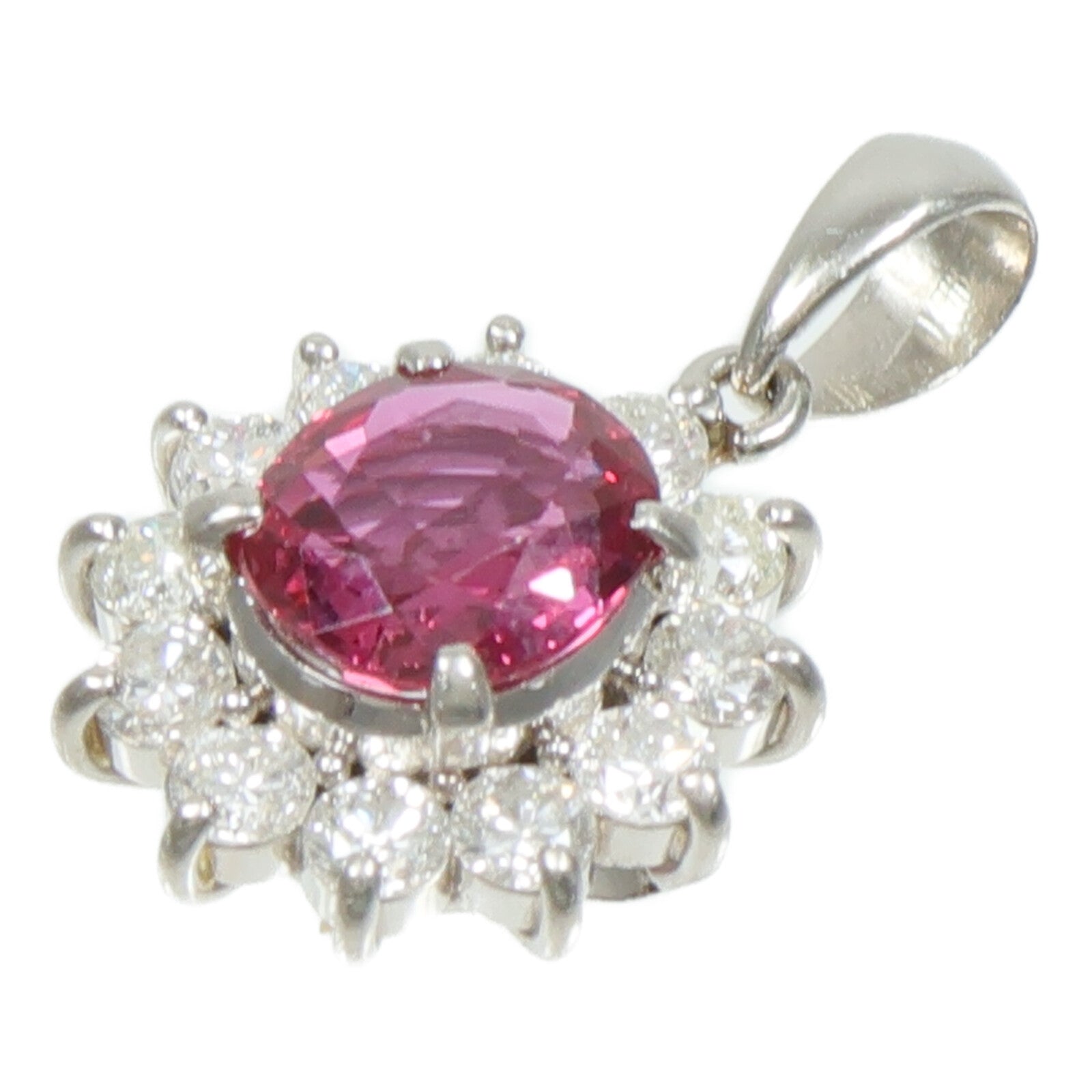 JEWELRY PT900鉑金Ruby Diamond Pendant紅寶石/鑽石吊墜