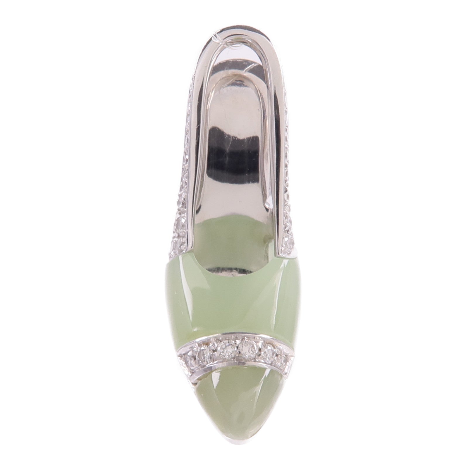 JEWELRY 18K白金Jade Diamond Pendent Top翡翠/鑽石吊墜