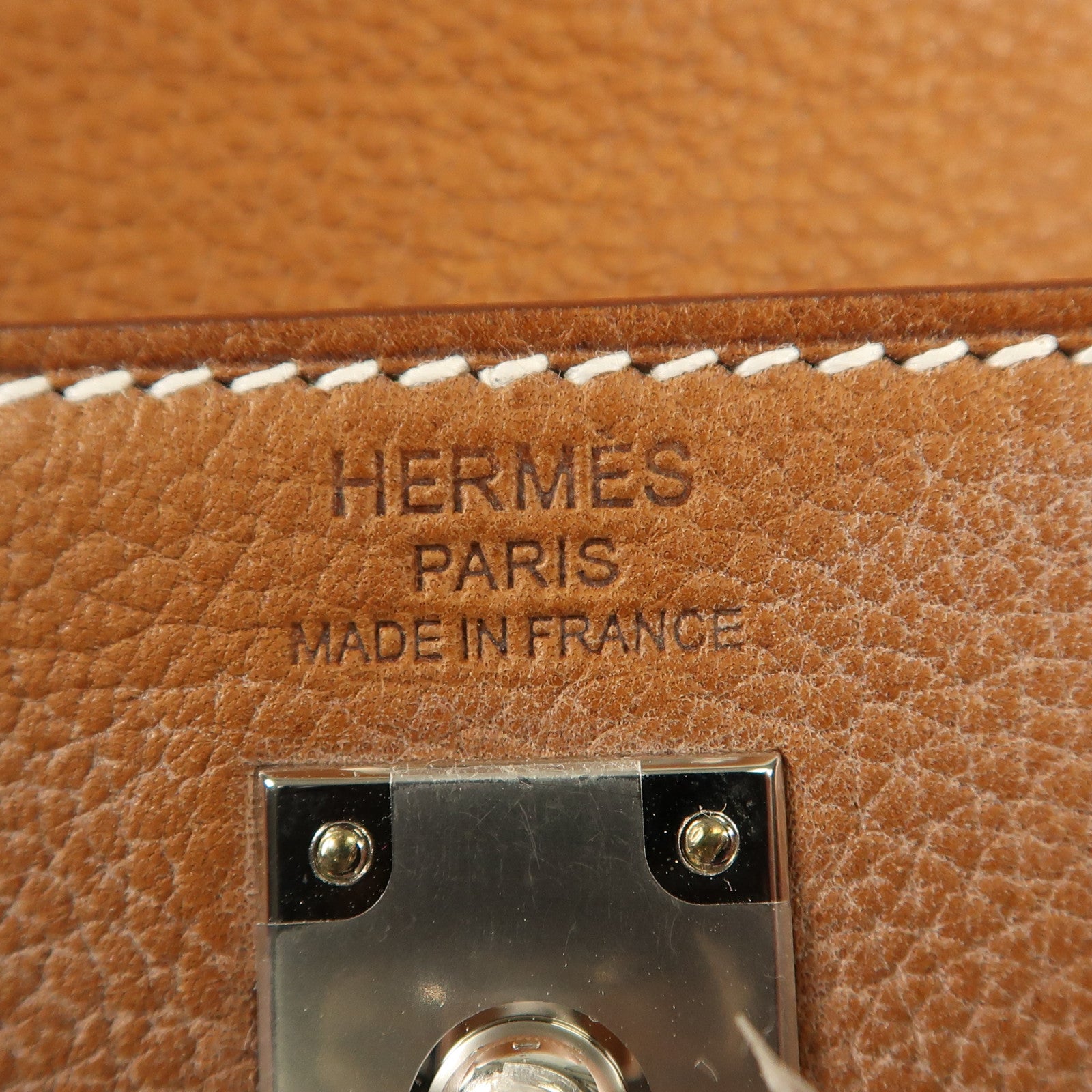 HERMES Barenia皮革Kelly 25銀扣手挽肩背兩用袋Fauve