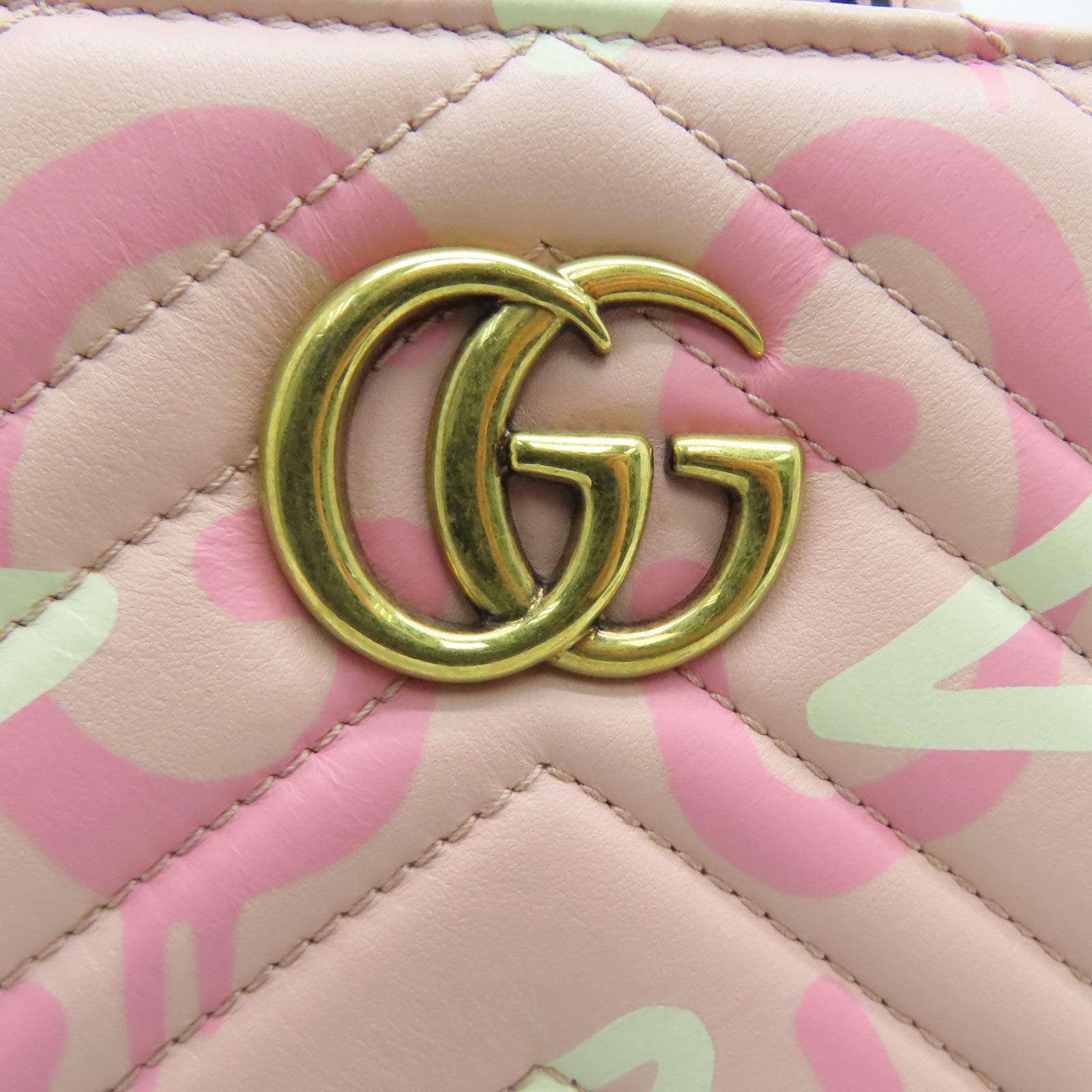 GUCCI twill cowhide leather 2way Shoulder Bag gold buckle handle shoulder bag pink