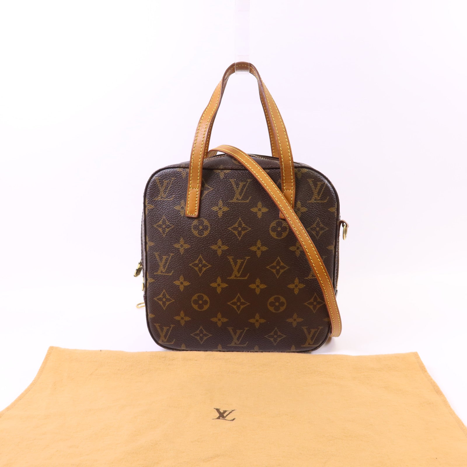 LOUIS VUITTON Monogram Spontini金扣手挽肩背兩用袋棕色