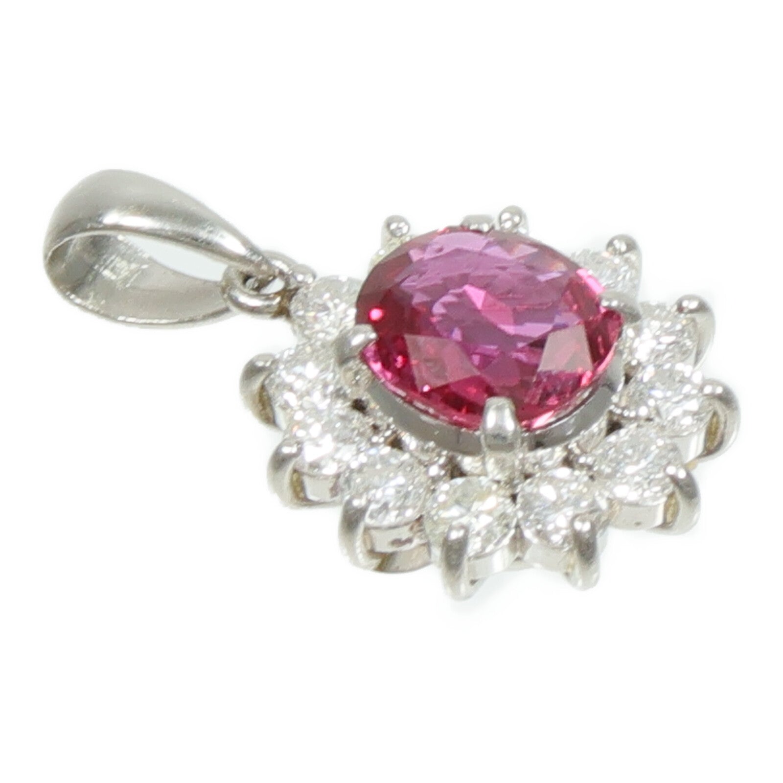 JEWELRY PT900鉑金Ruby Diamond Pendant紅寶石/鑽石吊墜