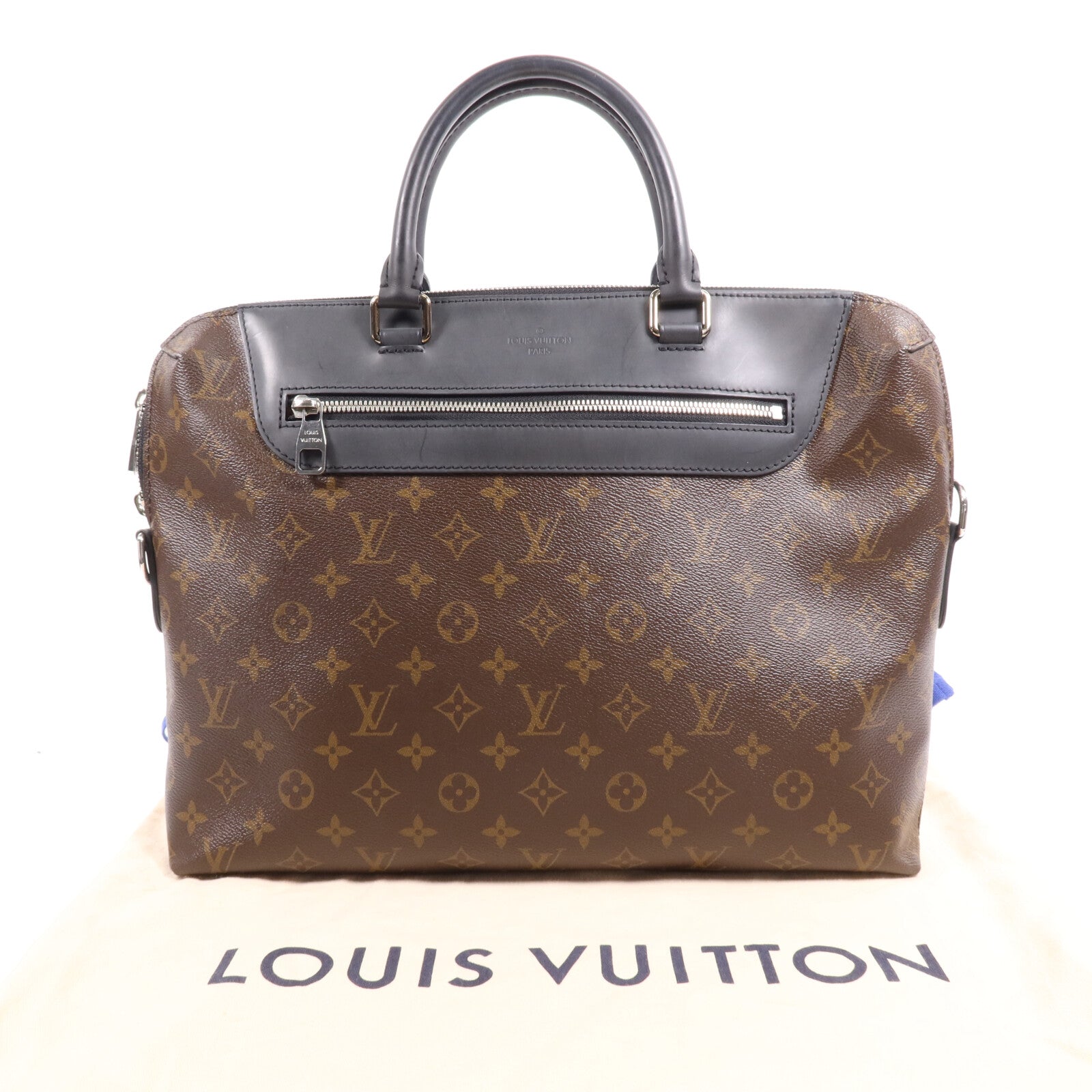 LOUIS VUITTON Monogram Macassar Porte-Documents Jour銀扣肩背袋