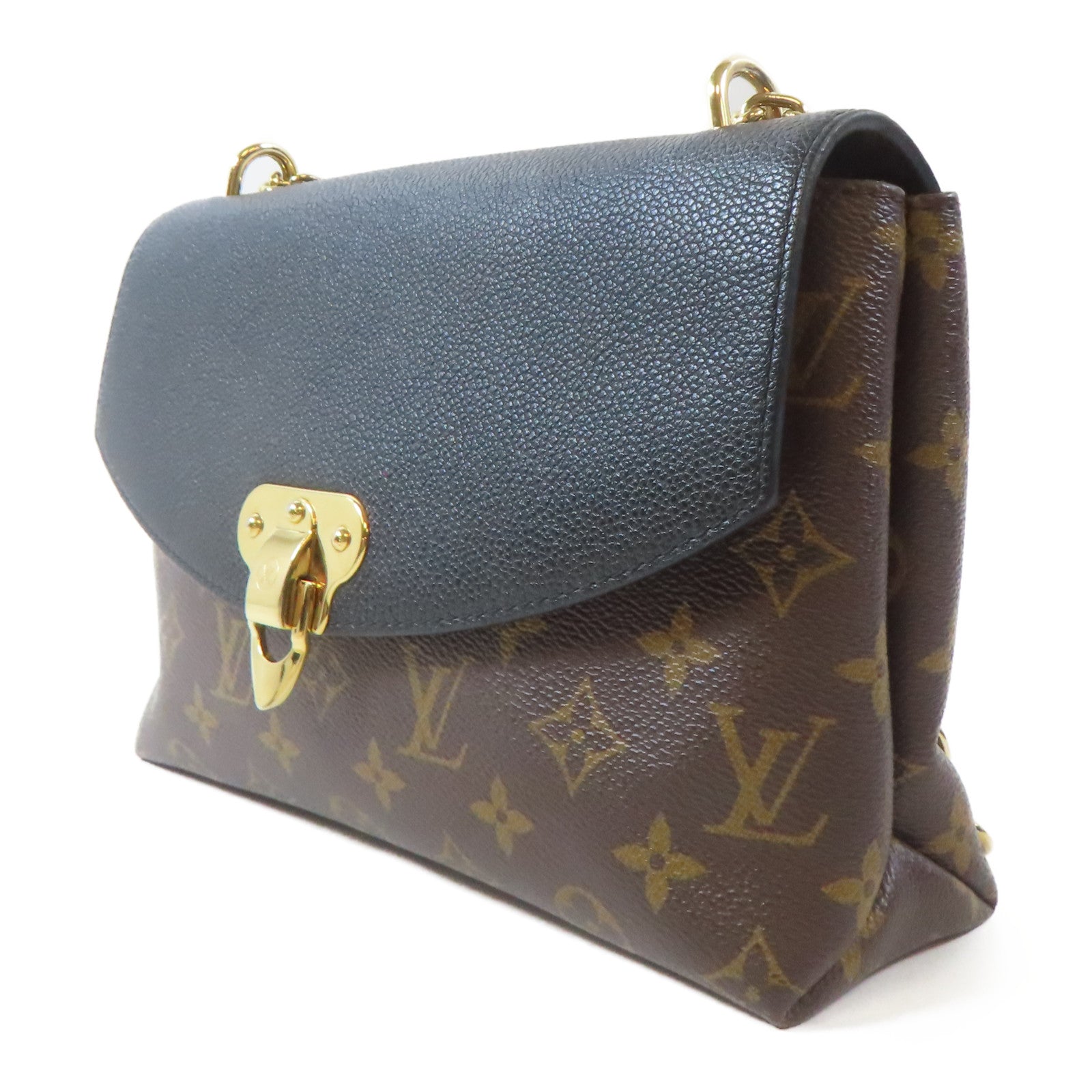 LOUIS VUITTON 【激減優惠】Monogram Saint Placide金扣鏈帶肩背袋啡色/黑色
