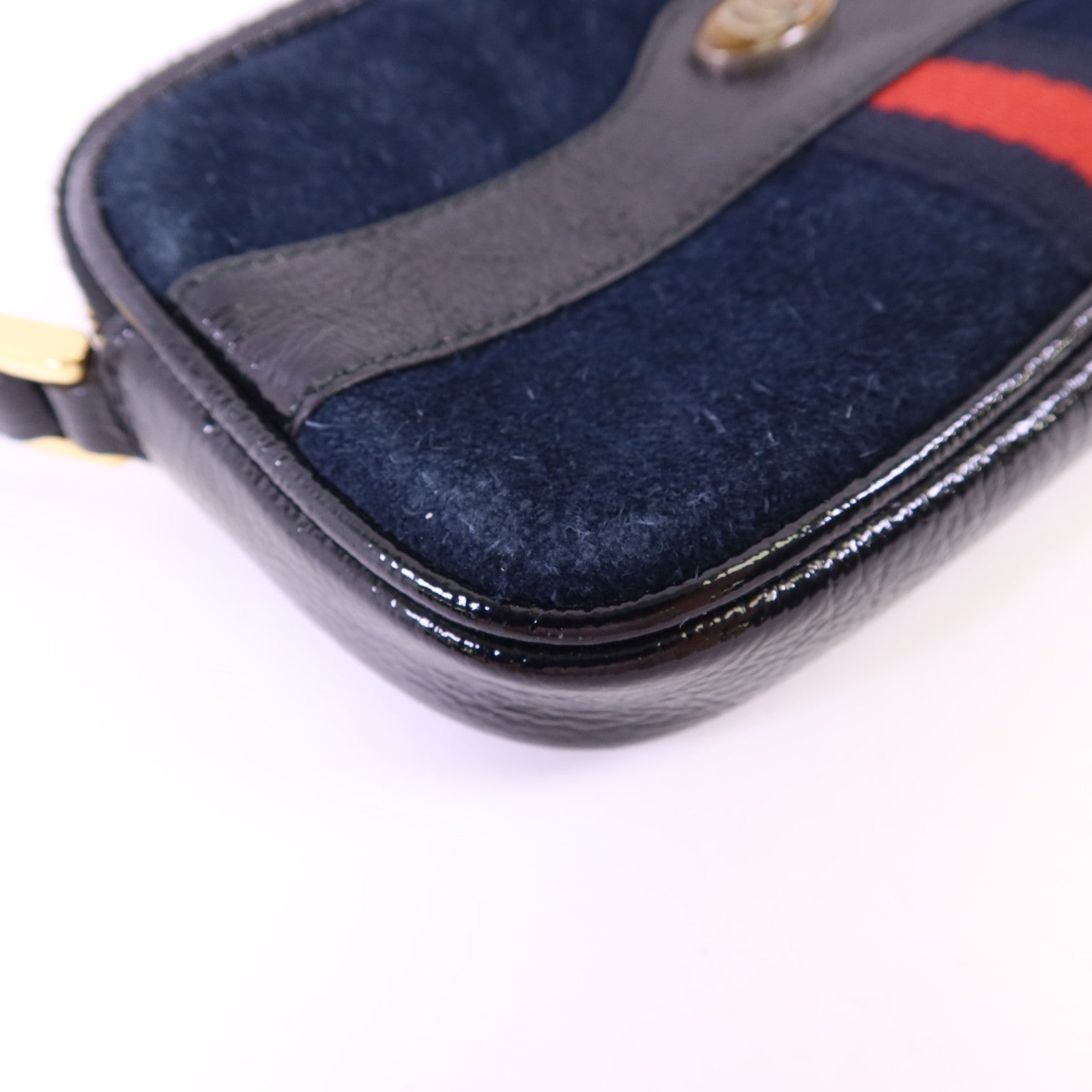 GUCCI 絨布/漆皮皮革Accessories Pouch金扣手拿包