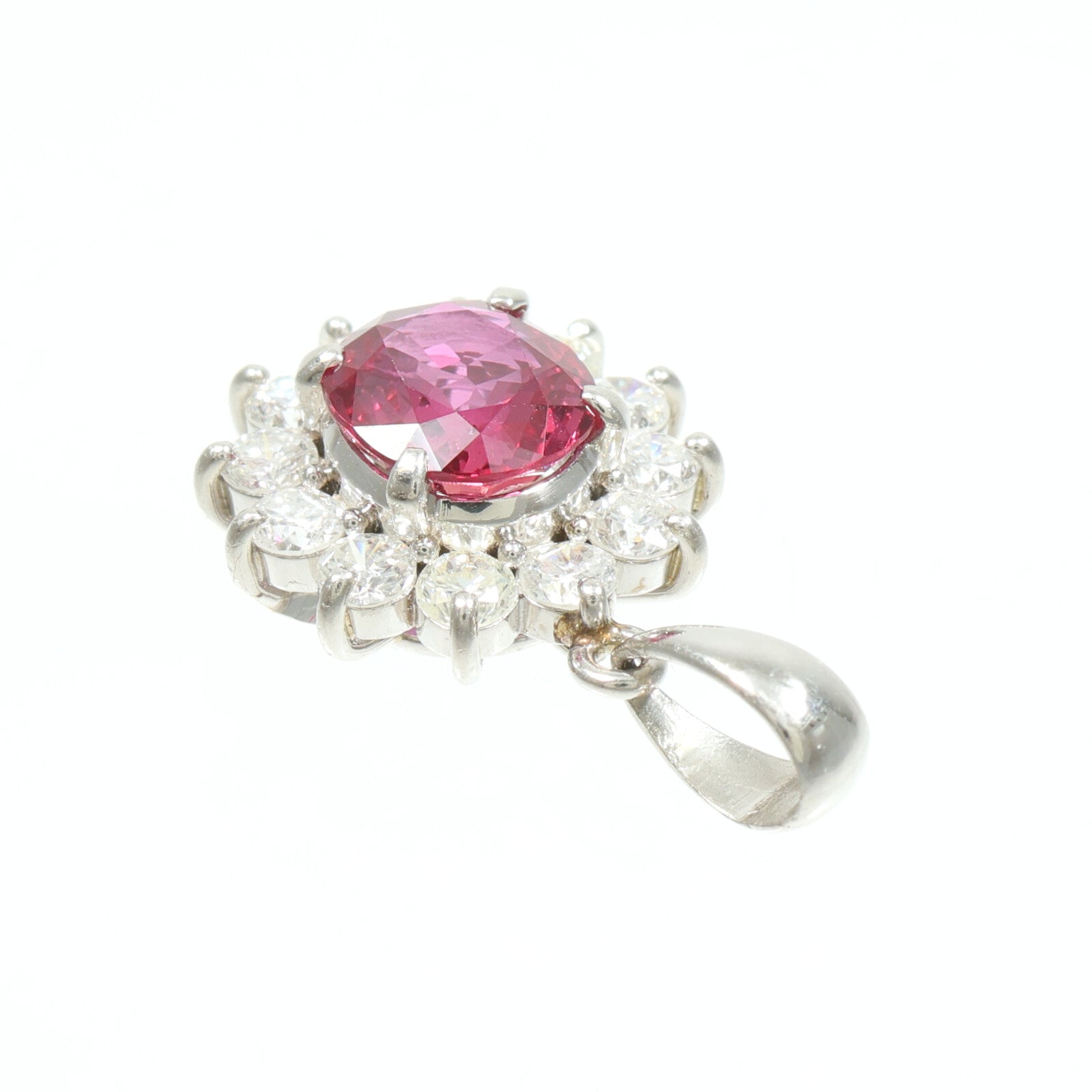 JEWELRY PT900鉑金Ruby Diamond Pendant紅寶石/鑽石吊墜