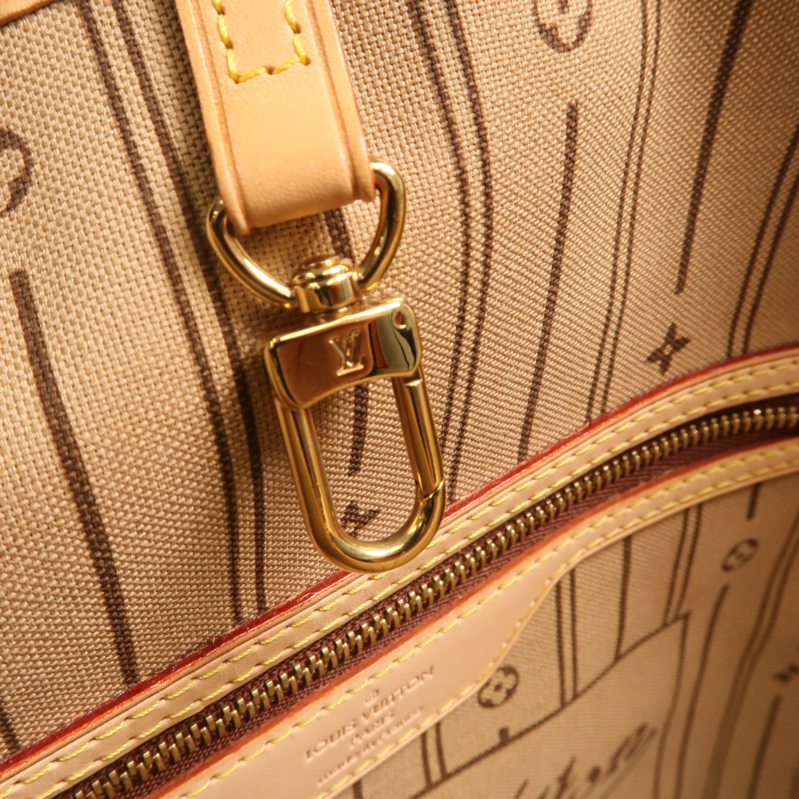 LOUIS VUITTON Monogram Neverfull MM金扣手挽袋